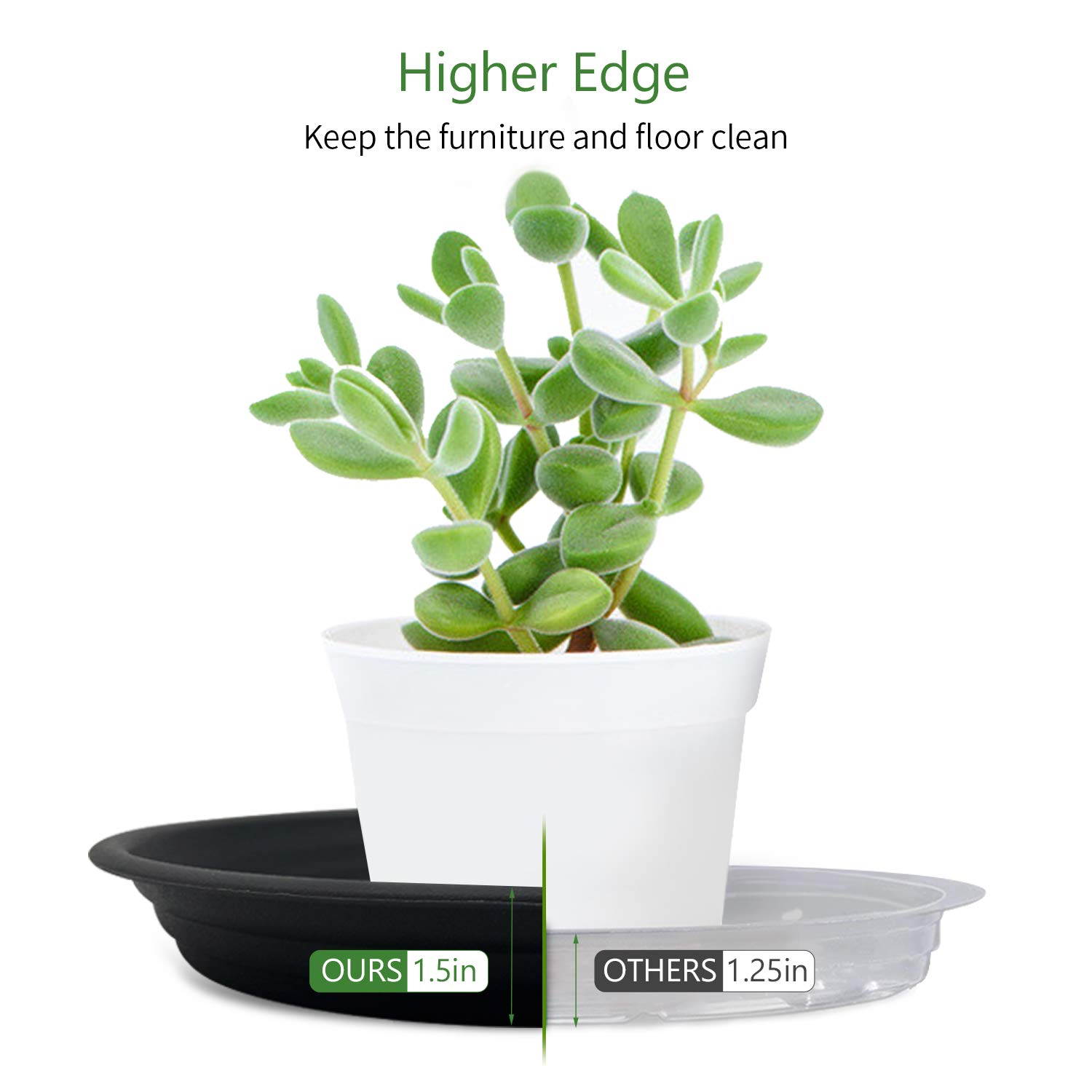 JOYSEUS 12 Inch Plant Saucer - 4 Pack Heavy Duty Plastic Plant Trays for Indoor & Outdoor Pots - Durable Water Catcher for Garden, Patio, and Home Decor