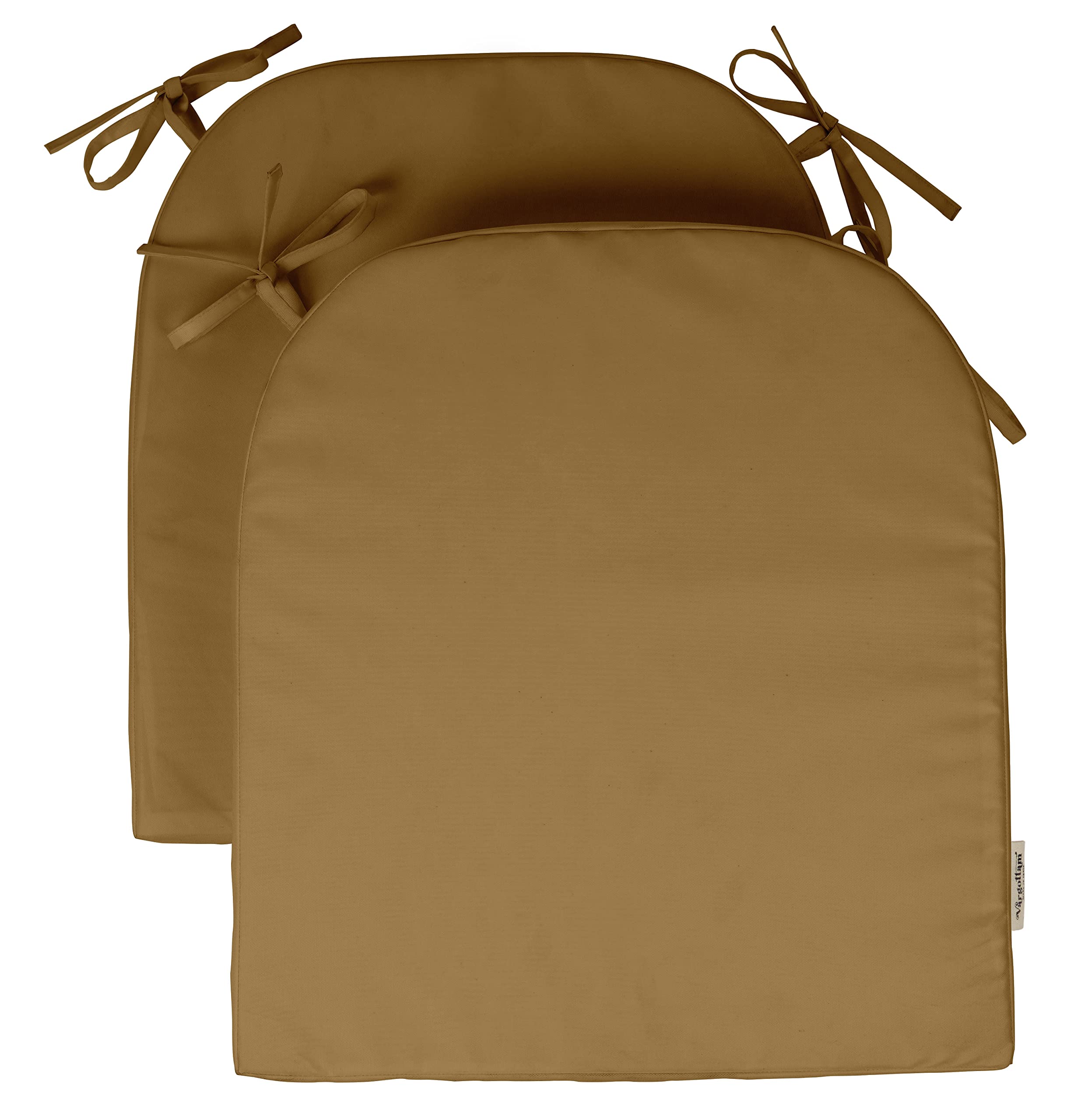 Premium Indoor/Outdoor Chair Cushions Set of 2 - 16x18 Inch Round Back Patio Seat Cushions with Ties for Garden, Deck, Poolside & Porch Furniture - Water-Resistant Beige Home Decor for Comfortable Relaxation