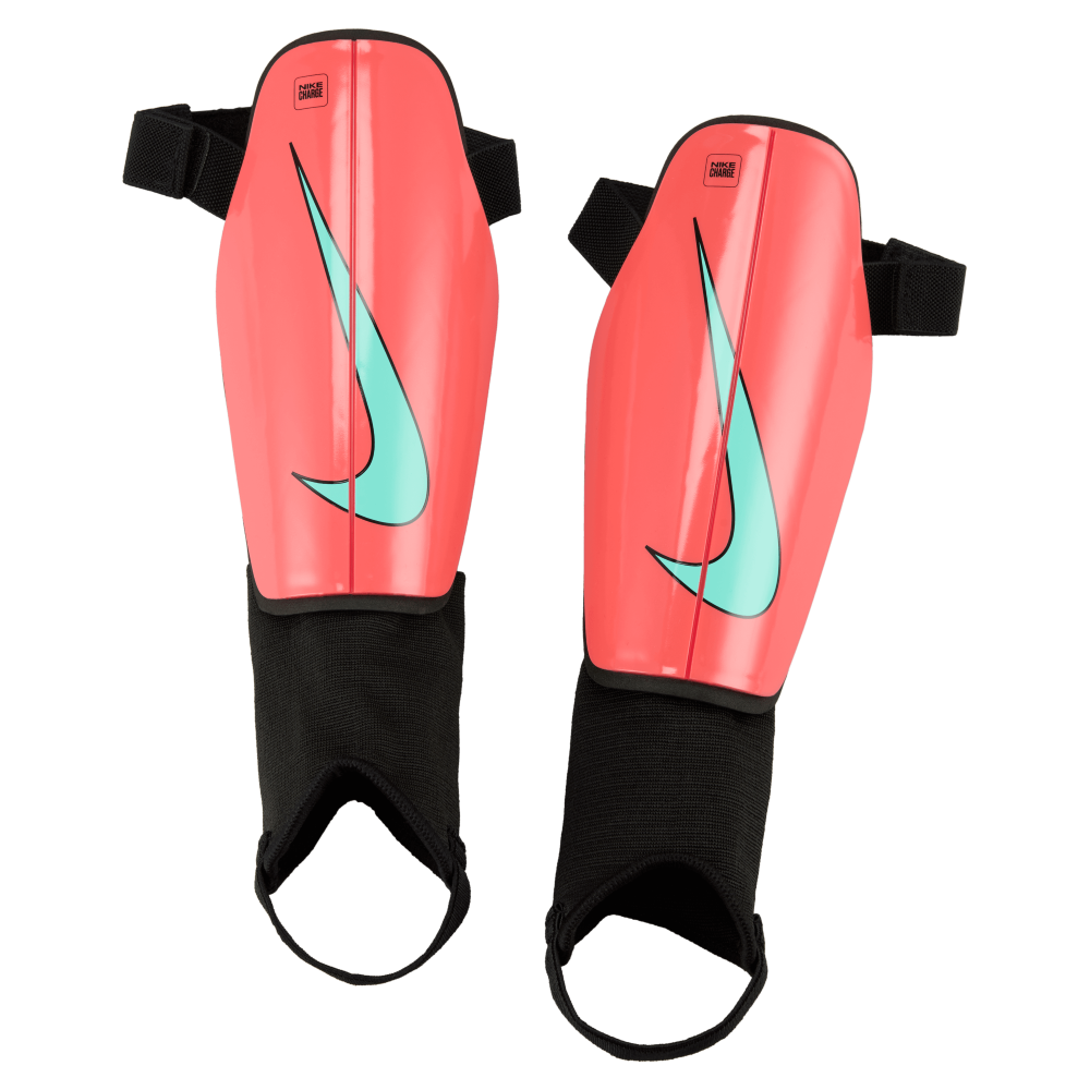 Nike Charge Shinguards - Ember Glow/Aurora Green - Youth & Adult Soccer Shin Guards for Protection & Comfort - Perfect for Training & Matches