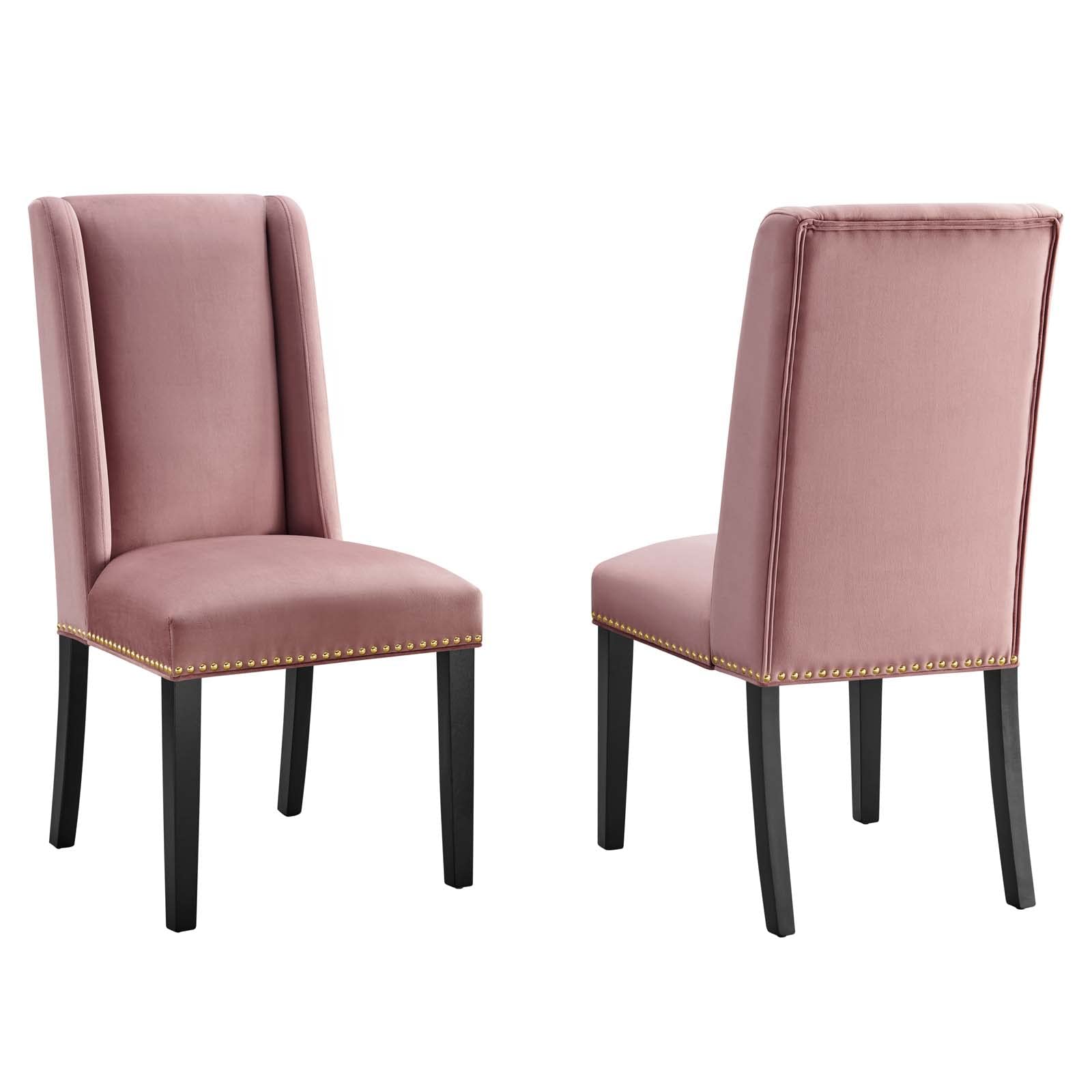 Modway EEI-5012-DUS Baron Performance Velvet Dining Chairs - Set of 2, Dusty Rose - Modern Upholstered Seating for Dining Room, Kitchen, or Breakfast Nook