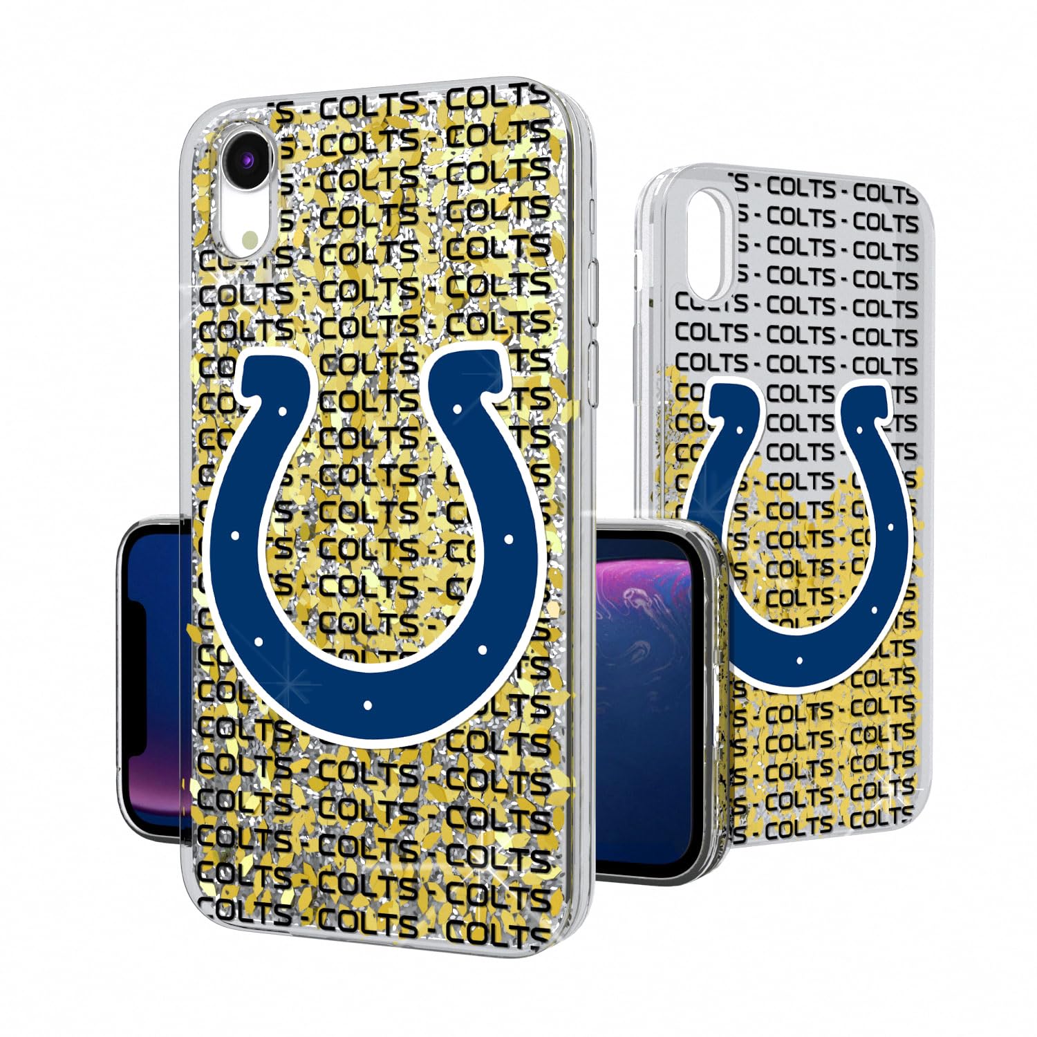 Indianapolis Colts Glitter iPhone Case - Durable Protective Cover with Text Backdrop Design for iPhone 11/12/13/14/15 - Perfect for Game Day, Fan Gifts & Showcasing Team Spirit