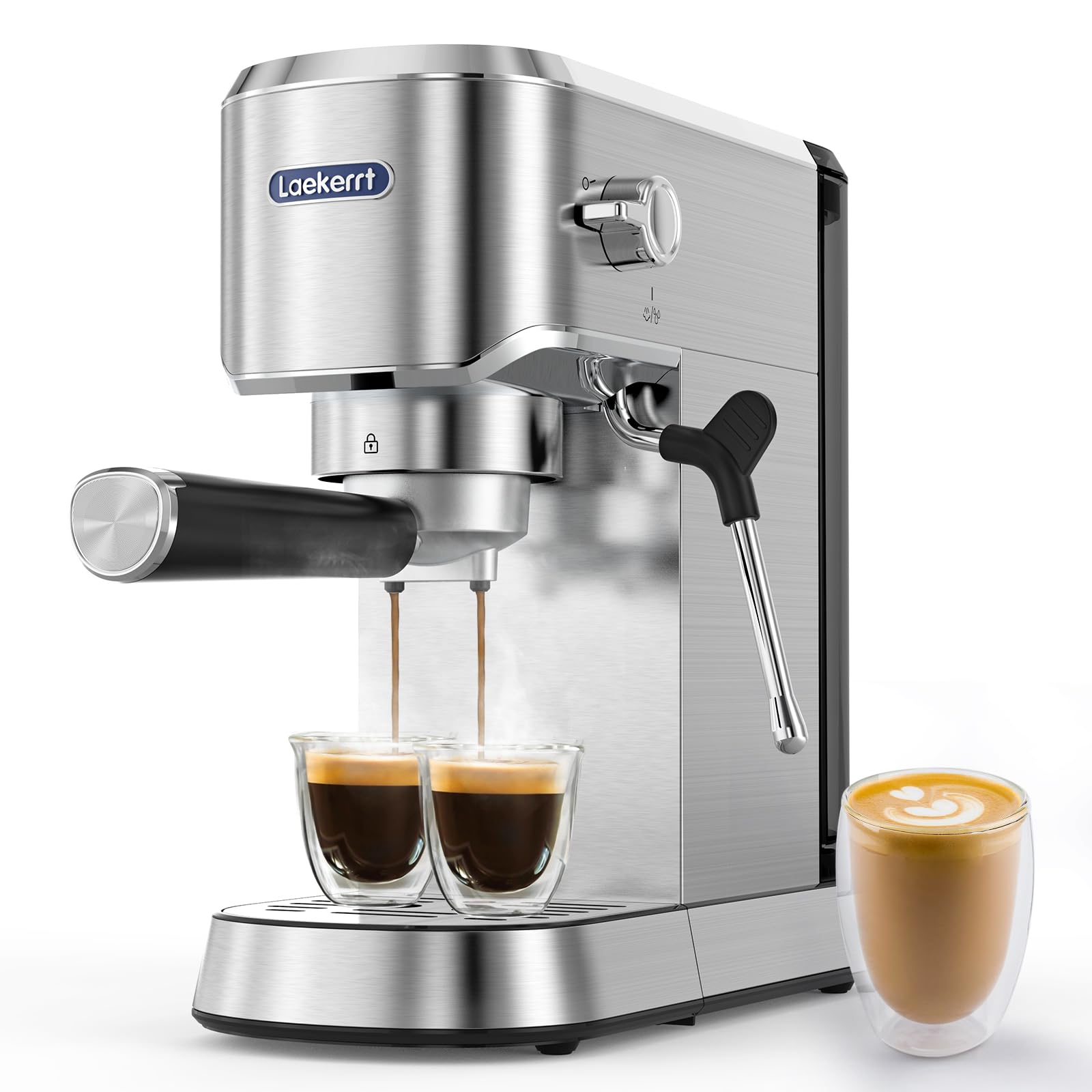 20 Bar Espresso Machine with Milk Frother - Compact Stainless Steel Coffee Maker for Cappuccino & Latte - 34oz Removable Water Tank - Perfect for Home, Office, and Small Cafes