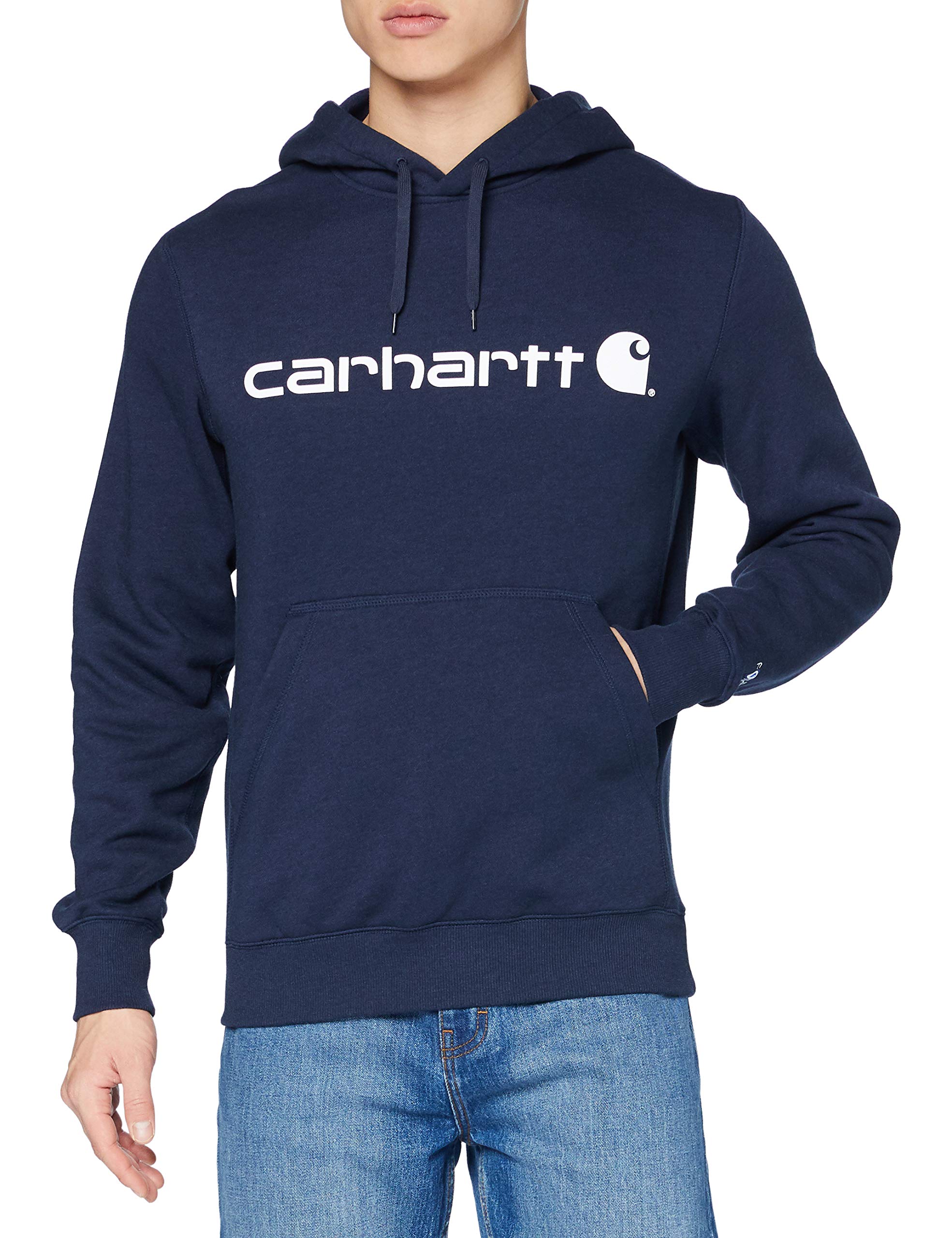 Carhartt Men's Tall Force Delmont Signature Graphic Hooded Sweatshirt - Warm Fleece-Lined Pullover for Work & Outdoor Activities