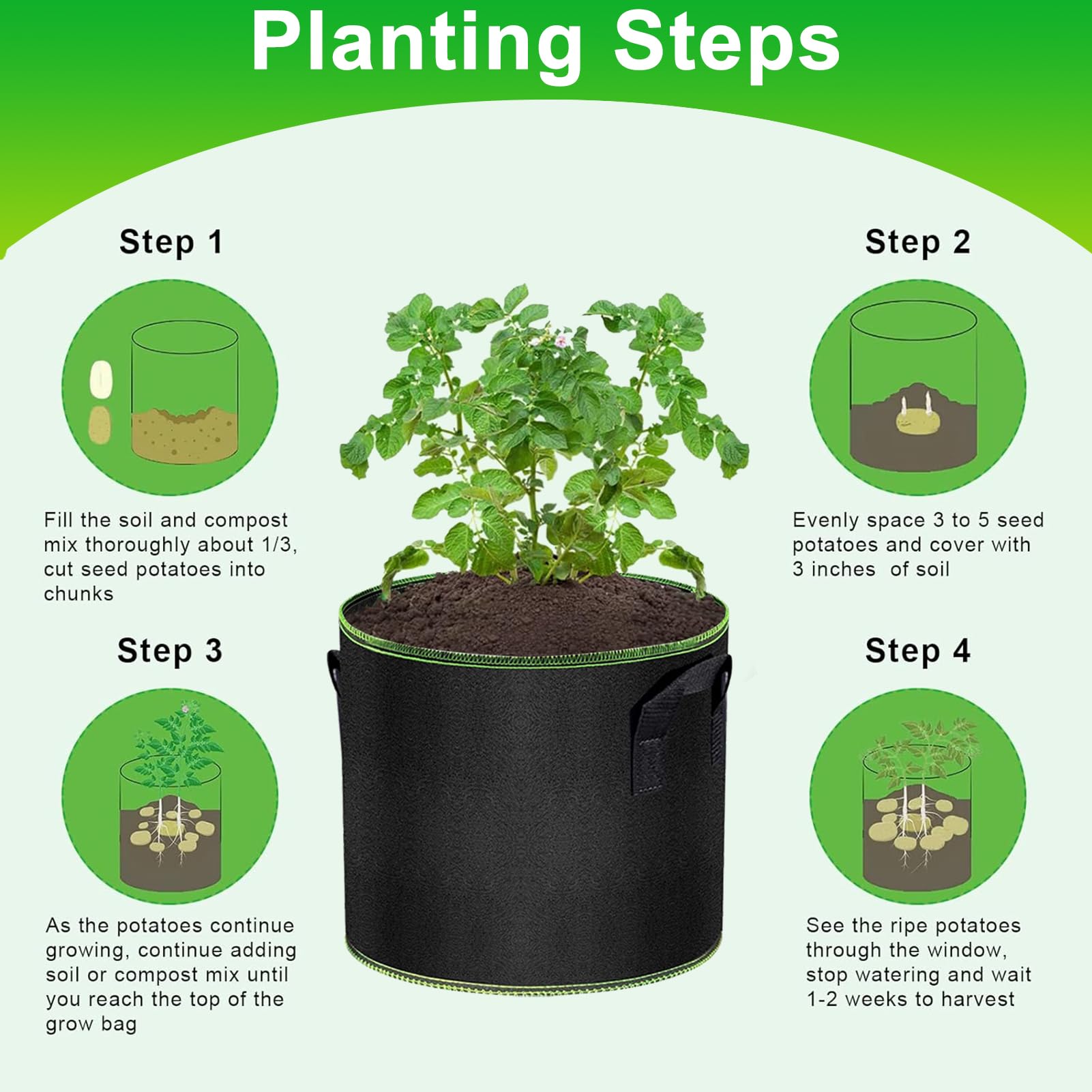 **5 Gallon Thickened Fabric Grow Bags - 12 Pack Large Plant Pots for Vegetables, Herbs & Flowers - Durable Aeration Containers for Gardening, Balcony & Indoor Planting**
