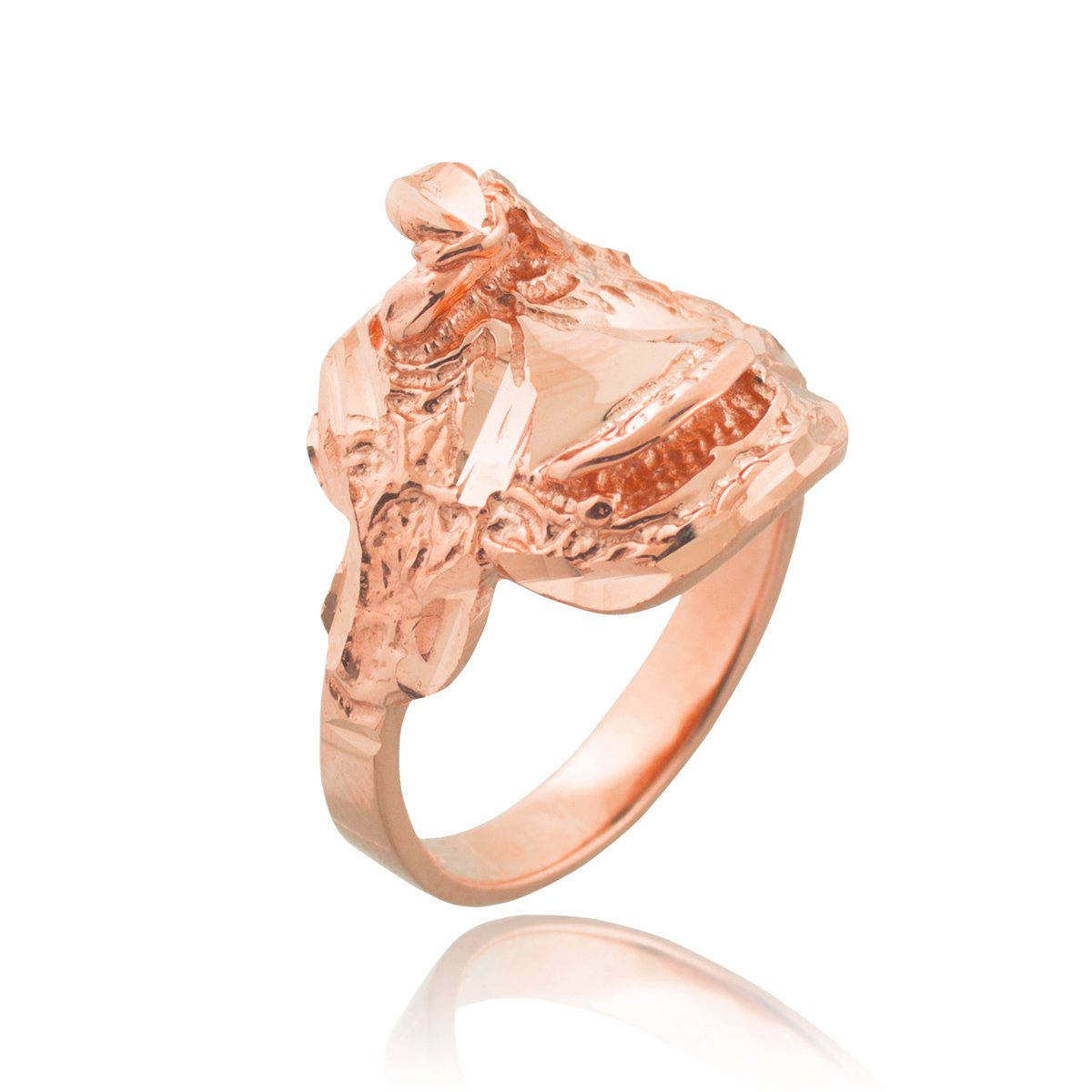 10k Rose Gold Western Riding Saddle Ring - Dainty Country Girl Band Jewelry for Equestrian Lovers | Perfect for Horseback Riding, Rodeo Events & Cowgirl Fashion