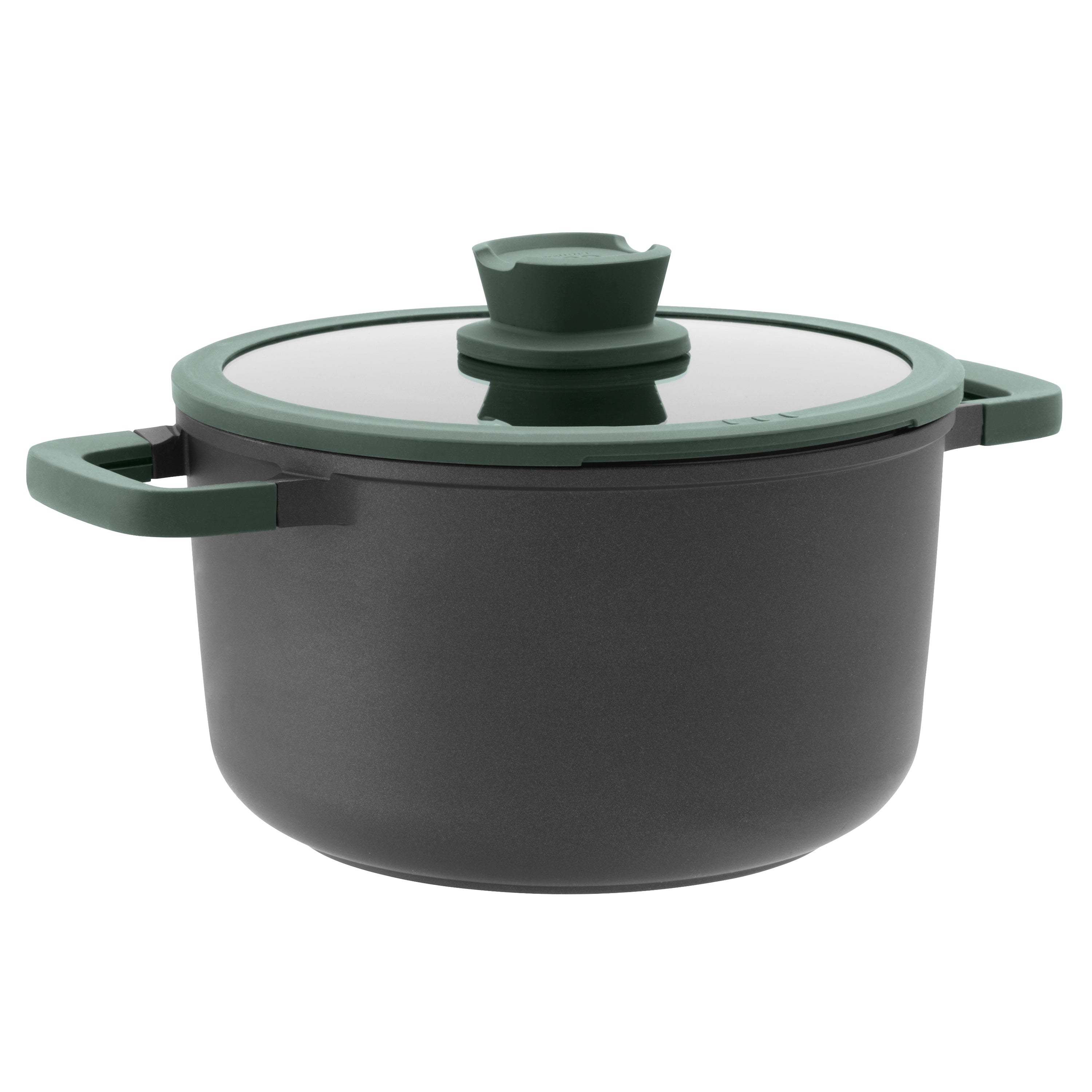 BergHOFF Forest 10-Inch Non-Stick Cast Aluminum Stockpot with Glass Lid - 5.9 Quart Dutch Oven for Soups, Stews & Pasta | Stovetop & Oven Safe Cookware