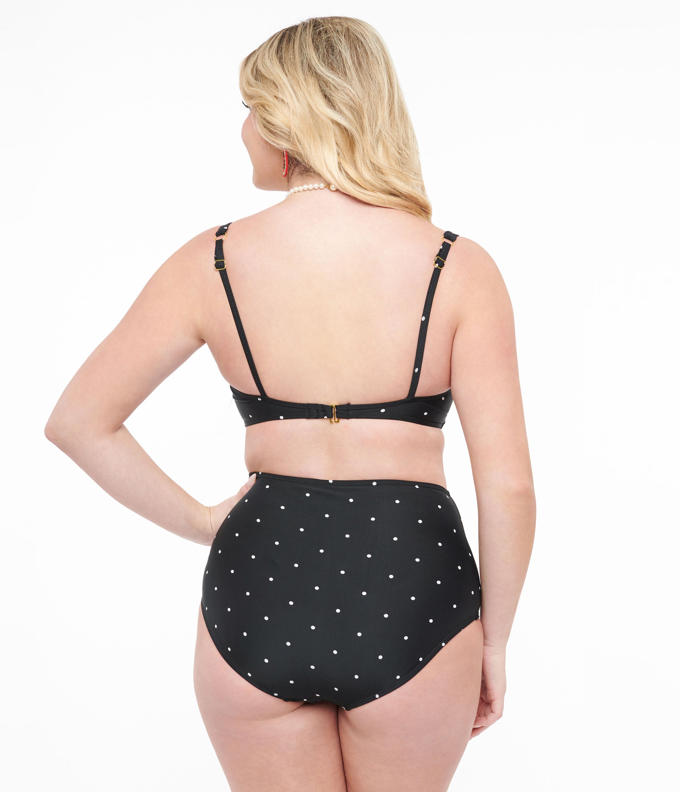 Black and White Polka Dot Bikini Set - Women's Two Piece Swimwear for Beach, Pool, and Summer Vacations