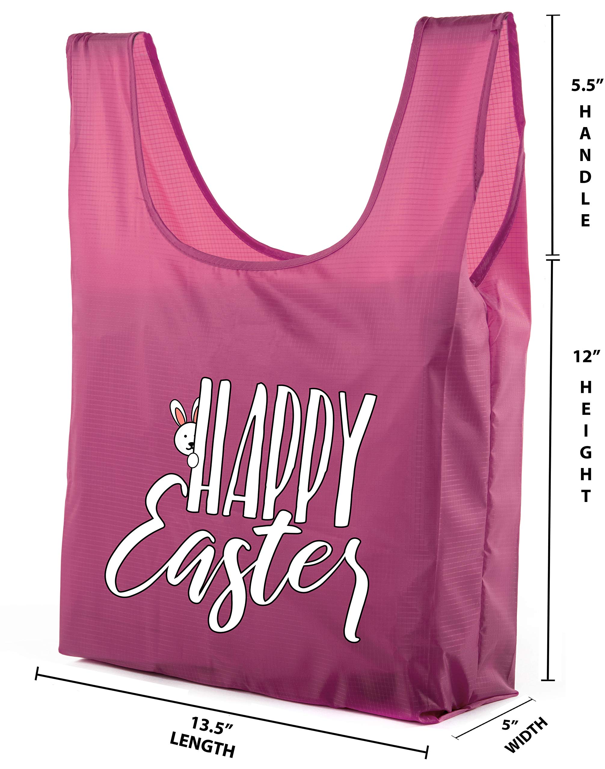 Easter Basket Bags - Bulk Reusable Grocery Tote Bags for Easter Egg Hunt - Peeking Bunny Design - 6 Pack Pink CA2650EasterDTG S2 - Perfect for Easter Gifts, Party Favors & Spring Celebrations