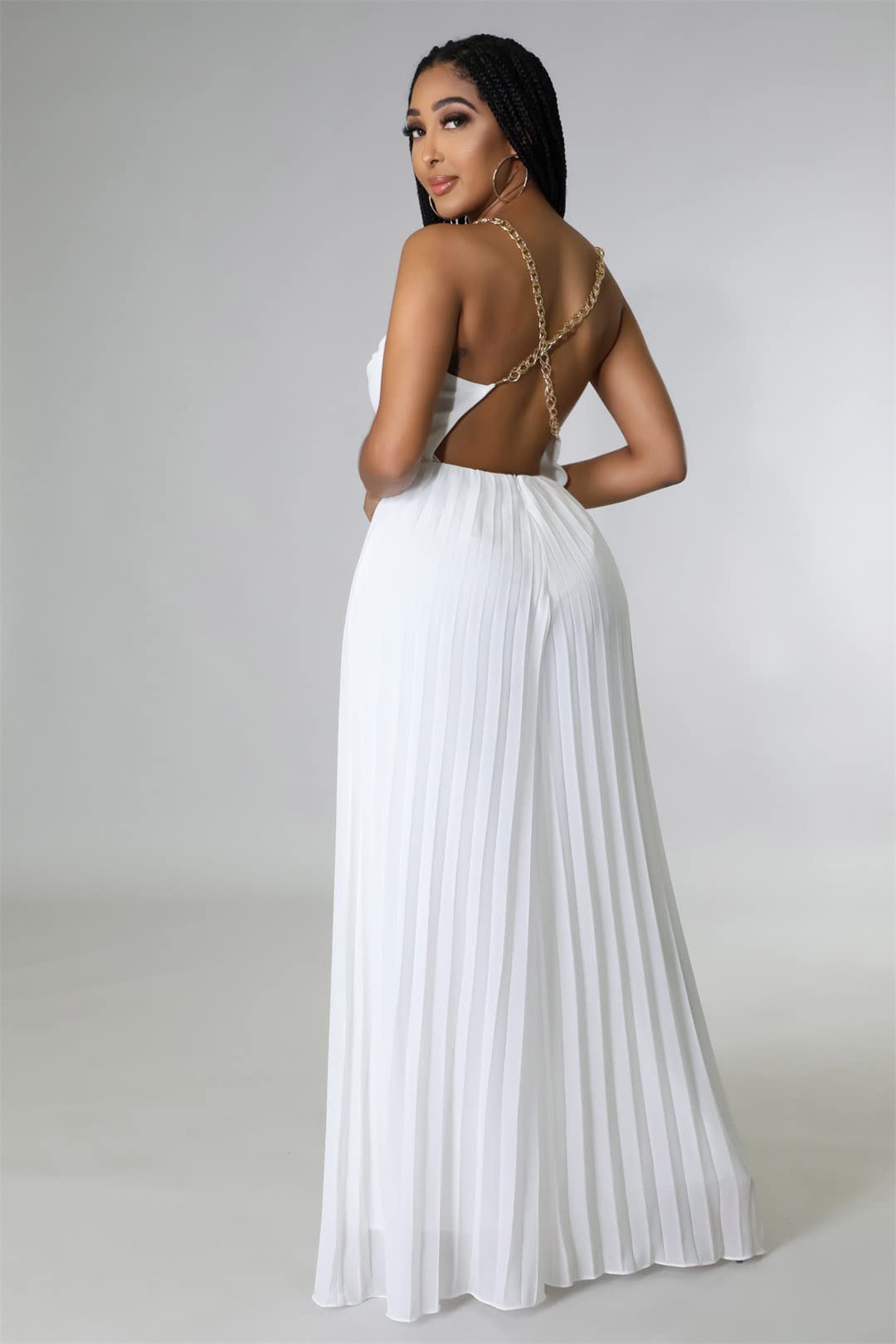 Sexy V Neck Spaghetti Strap Jumpsuit for Women - Elegant Pleated Wide Leg Long Romper with Sashes | Perfect for Casual Outings, Summer Vacations & Night Out Parties
