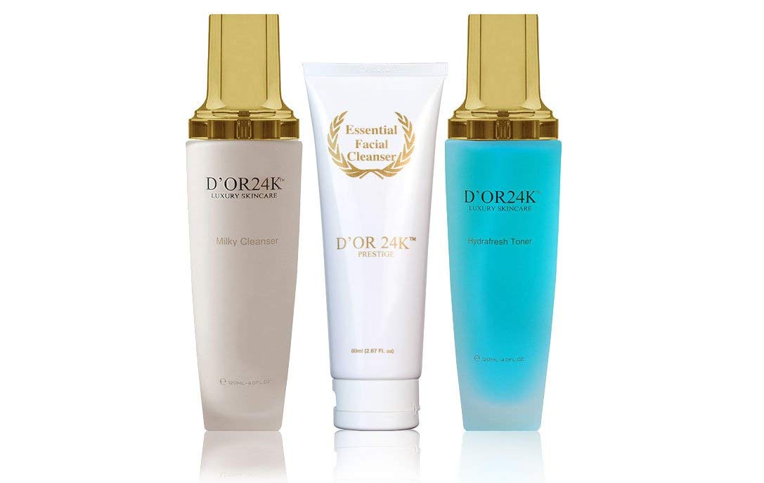 24K Gold Milk Toner & Cleanser Set - Korean Skincare Routine for Hydration & Brightening - Perfect for Daily Use & Nighttime Skincare