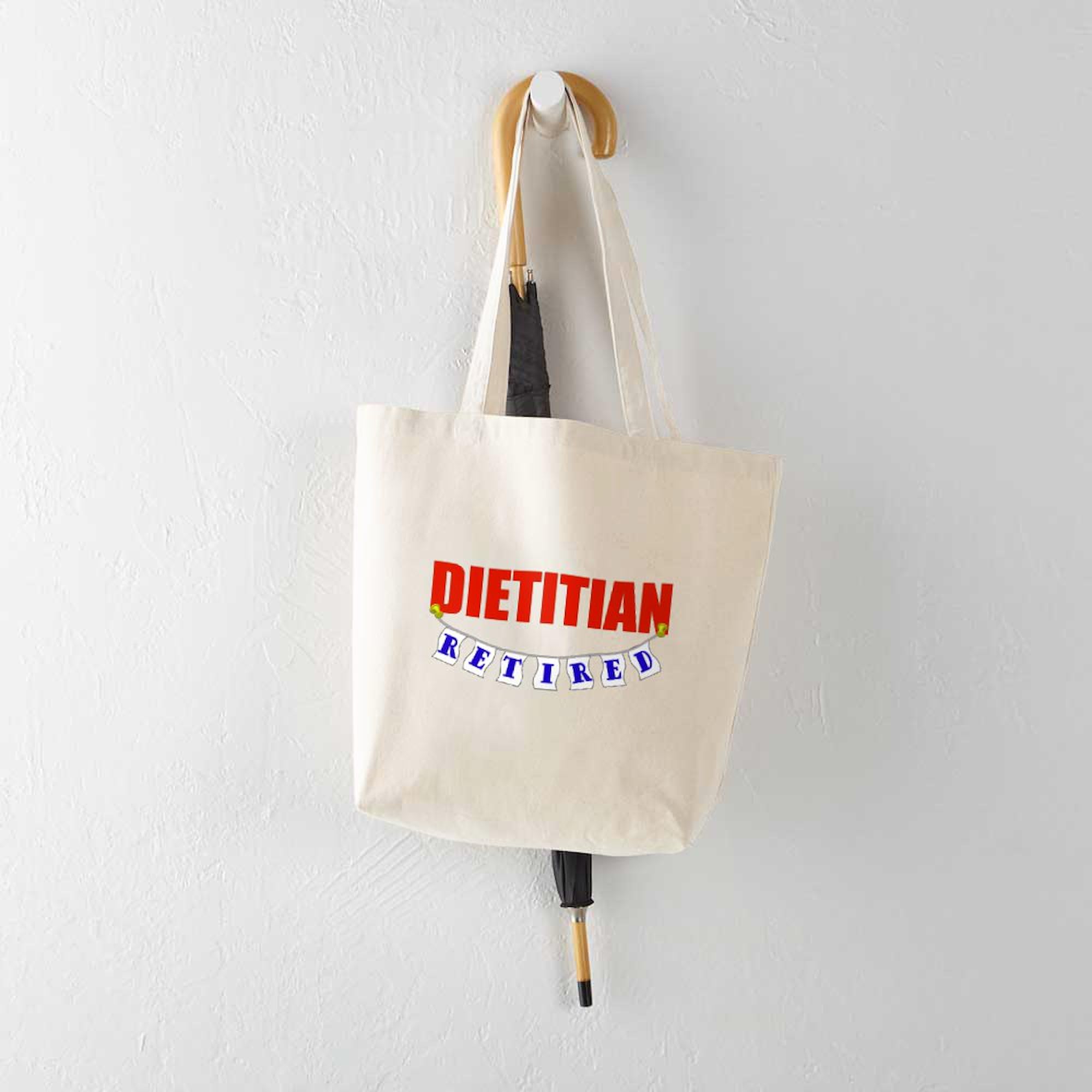Retired Dietitian Tote Bag - Natural Canvas Reusable Shopping Bag for Groceries, Beach & Work | Eco-Friendly Cotton Tote with Large Capacity