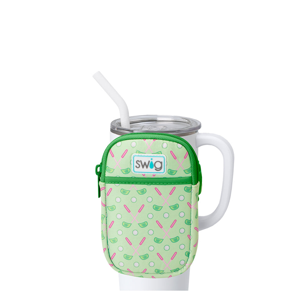 Tee Time Mega Mug Pouch - Large Insulated Golf Bag Cup Holder for Water Bottles & Travel Mugs - Perfect for Golf Carts, Push Carts & Golf Accessories Organization