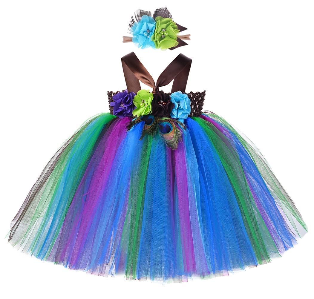 TanzenDan Handmade Baby Girl Tutu Dress with Flower Headband - Fluffy Princess Costume for Toddler Birthday Party, Photo Shoot & Special Occasions