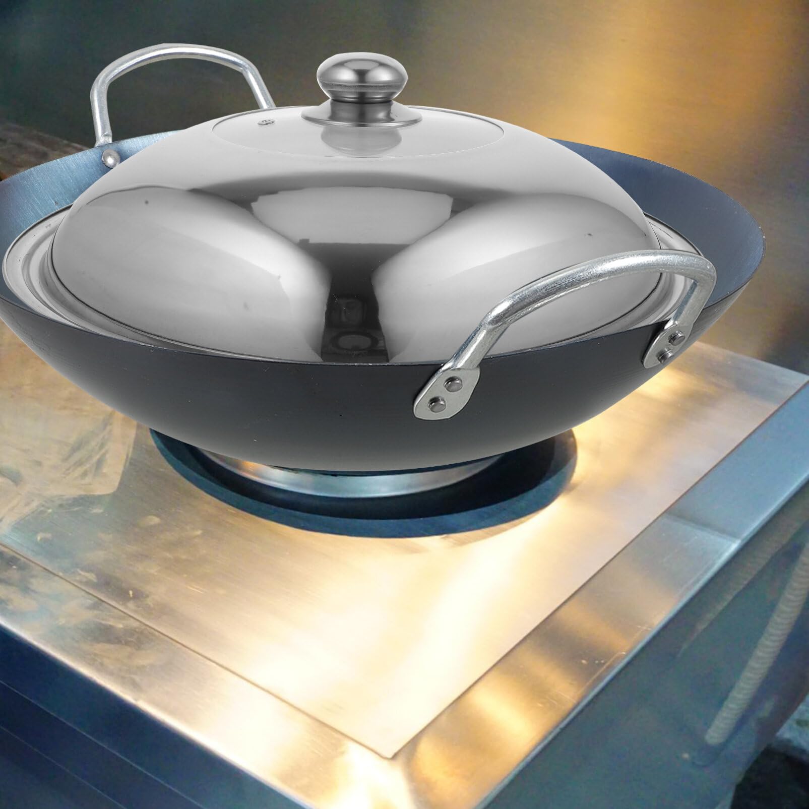 Hemoton 15-Inch Stainless Steel Pot Lid - Universal Replacement Cover for Cookware, Frying Pans & Cast Iron Skillets - Durable Kitchen Supplies for Baking, Cooking & Food Prep (38cm Round)