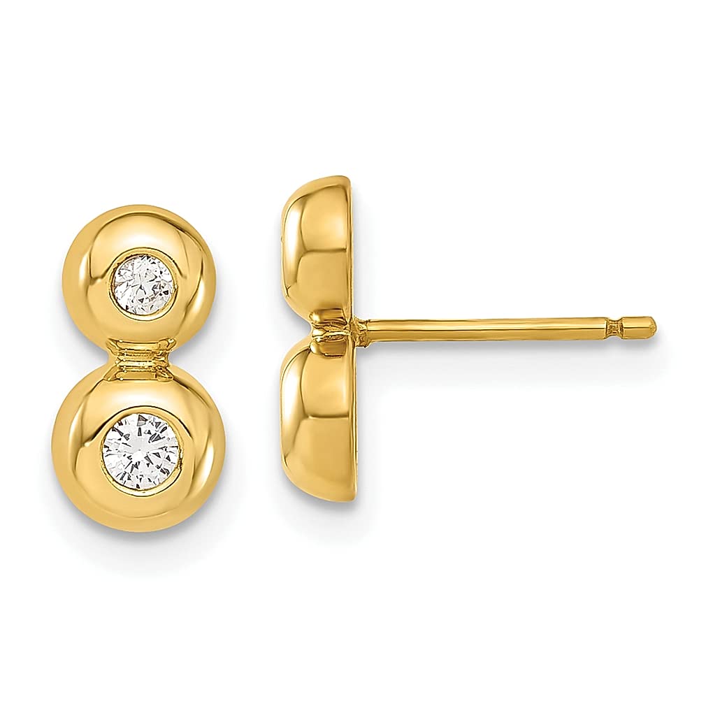 14K Yellow Gold Cubic Zirconia CZ Post Stud Earrings - Ball Button Fine Jewelry for Women | Elegant Everyday Wear & Special Occasion Gifts for Her