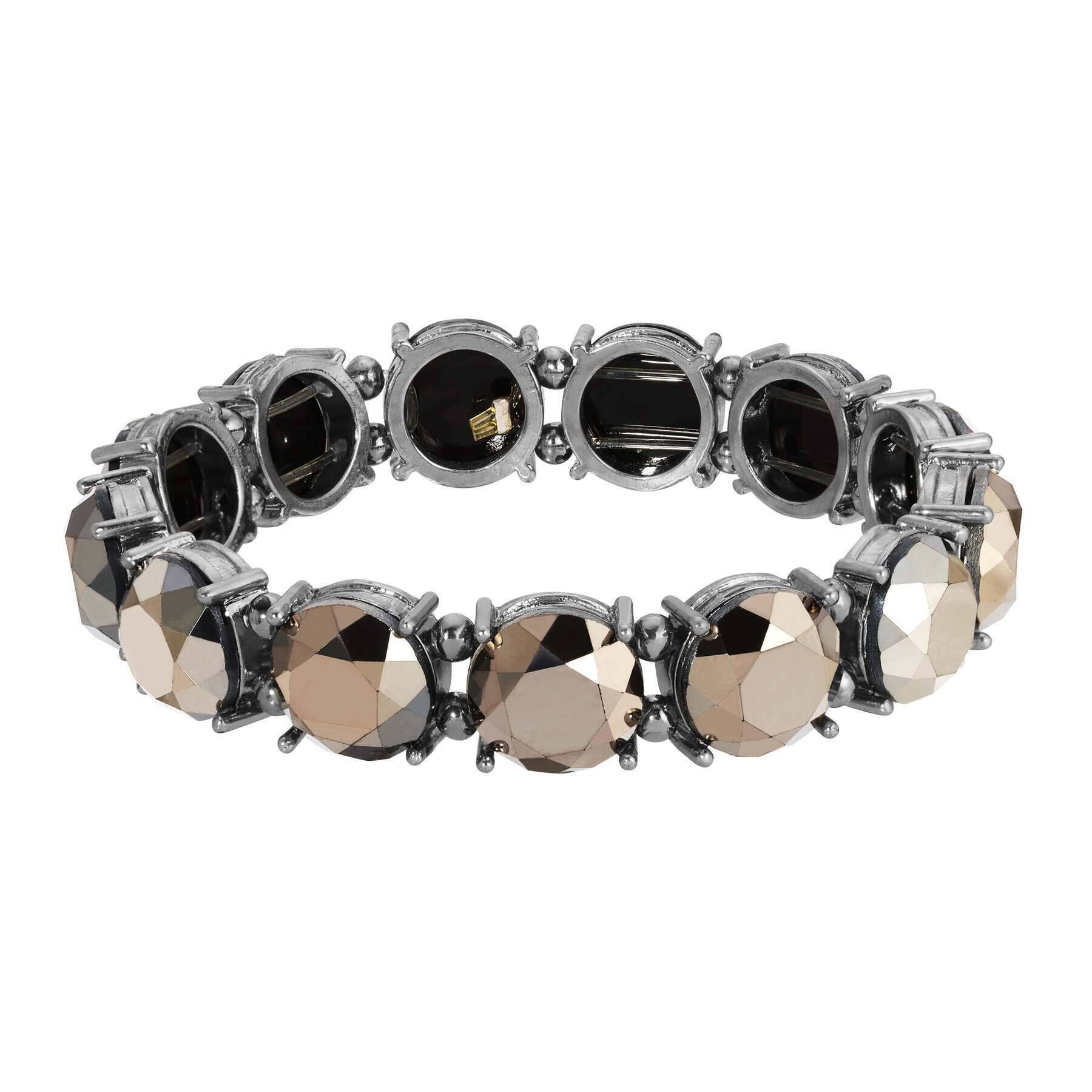 1928 Jewelry Hematite Color Stone Stretch Bracelet for Women - Adjustable Beaded Healing Crystal Bracelet for Stress Relief & Positive Energy - Perfect for Yoga, Meditation & Everyday Wear