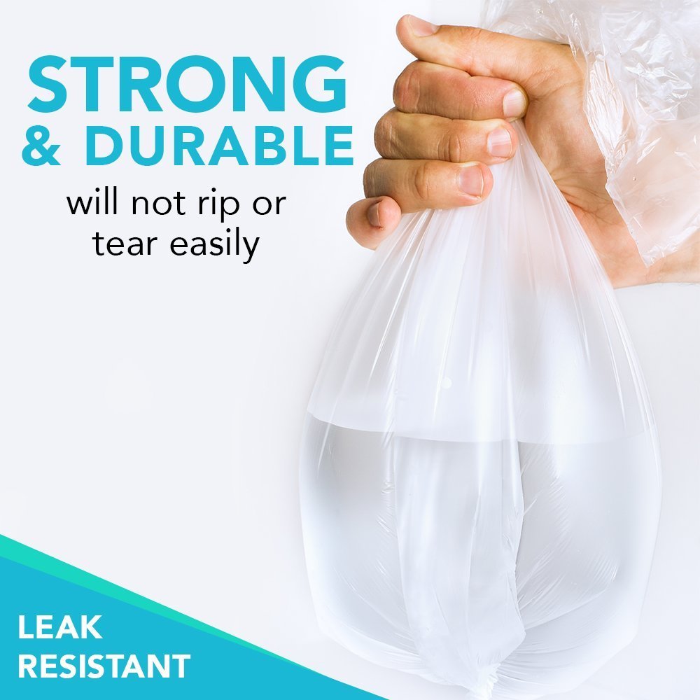 Upper Midland Products 100-Pack Clear 2.6 Gallon Small Trash Bags for Bathroom, Kitchen, Office & Car - Leakproof Wastebasket Liners