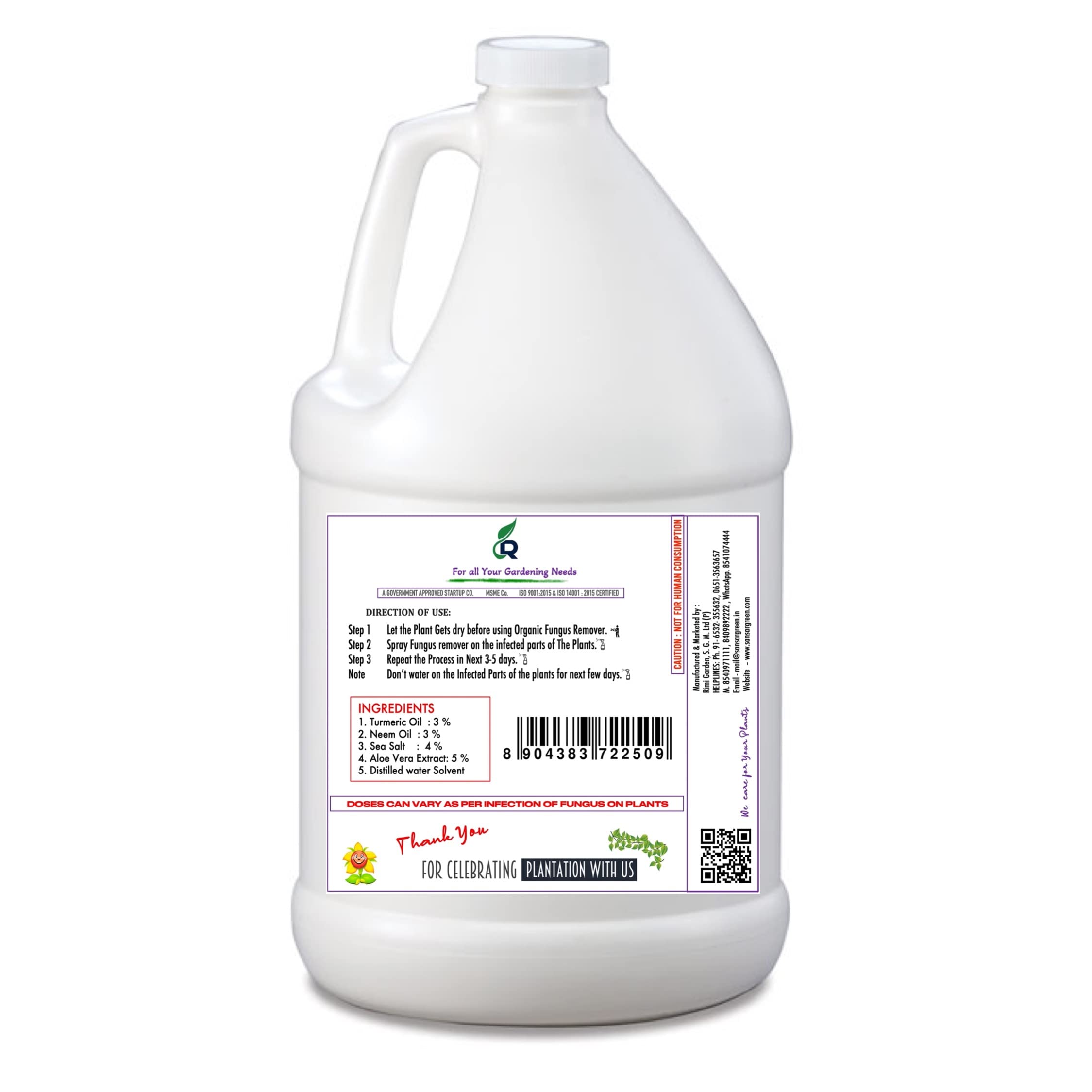 Rimi Garden® Organic Liquid Fungus Remover for Plants - 500ml Natural Treatment for Fungal Infections on Leaves, Roots & Soil | Indoor & Outdoor Gardening Solution