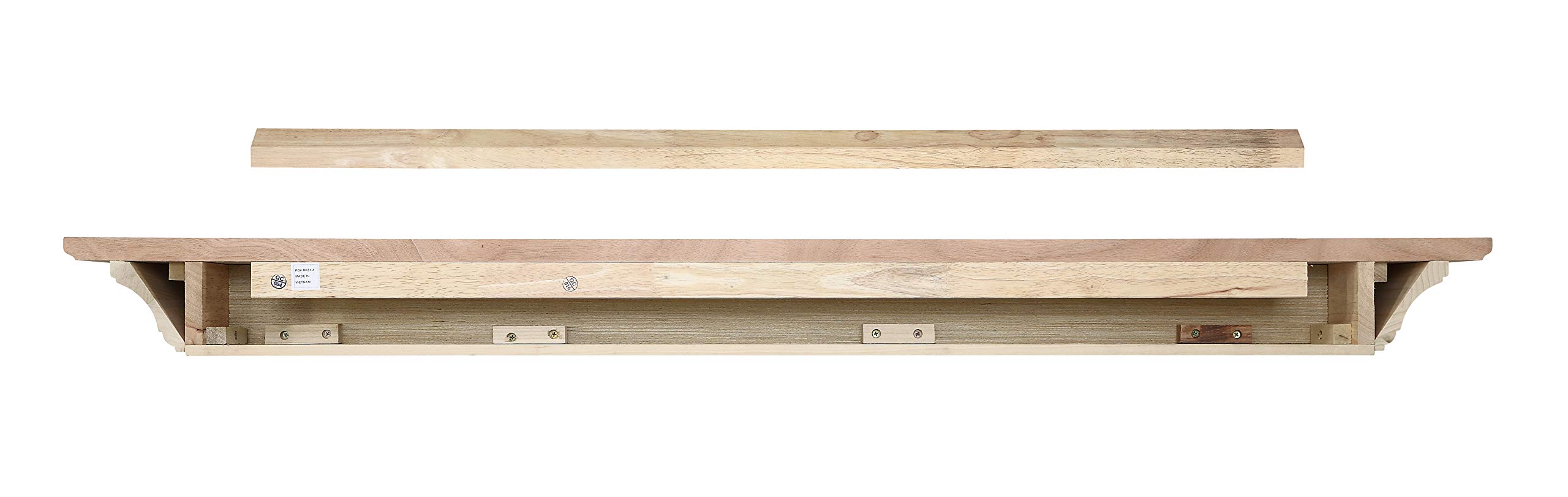 72 Inch Unfinished Wood Mantel Shelf - ARYB72418 by Pearl Mantels | Rustic Fireplace Mantel for Home Decor, Living Room & Bedroom