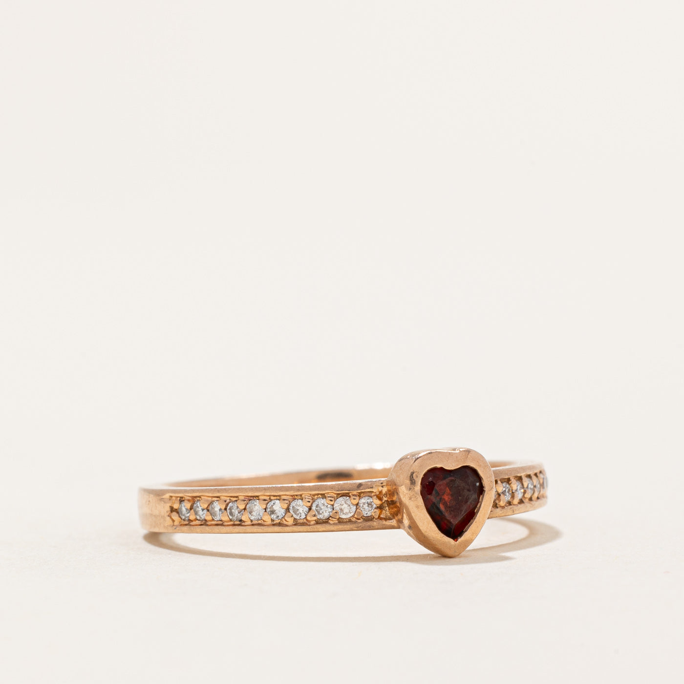Garnet Heart & Diamond Ring - 0.22ct Garnet with 0.04ctw Diamond Accents - Size 8.5 - Perfect for Valentine's Day, Anniversary & Romantic Gifts