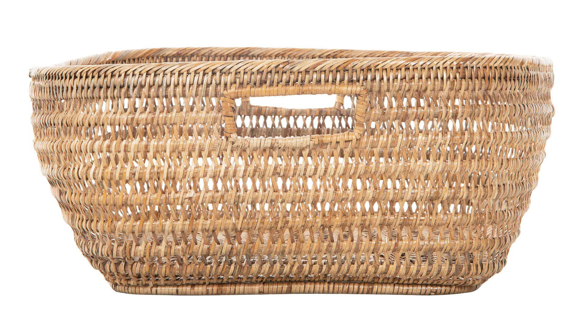 Kouboo Cambria Open Weave Basket - Natural Honey Brown Woven Storage Bin for Home Organization | Perfect for Blankets, Toys, and Laundry in Living Room, Bedroom, or Nursery