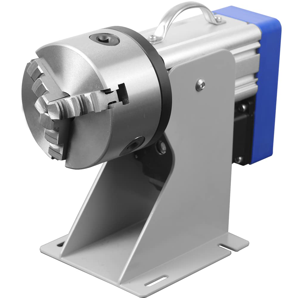 100mm (3.94in) Three-Jaw Rotary Chuck for Fiber Laser Marking Machine - High Precision Rotating Attachment for Metal Engraving, Jewelry Making & Industrial Applications