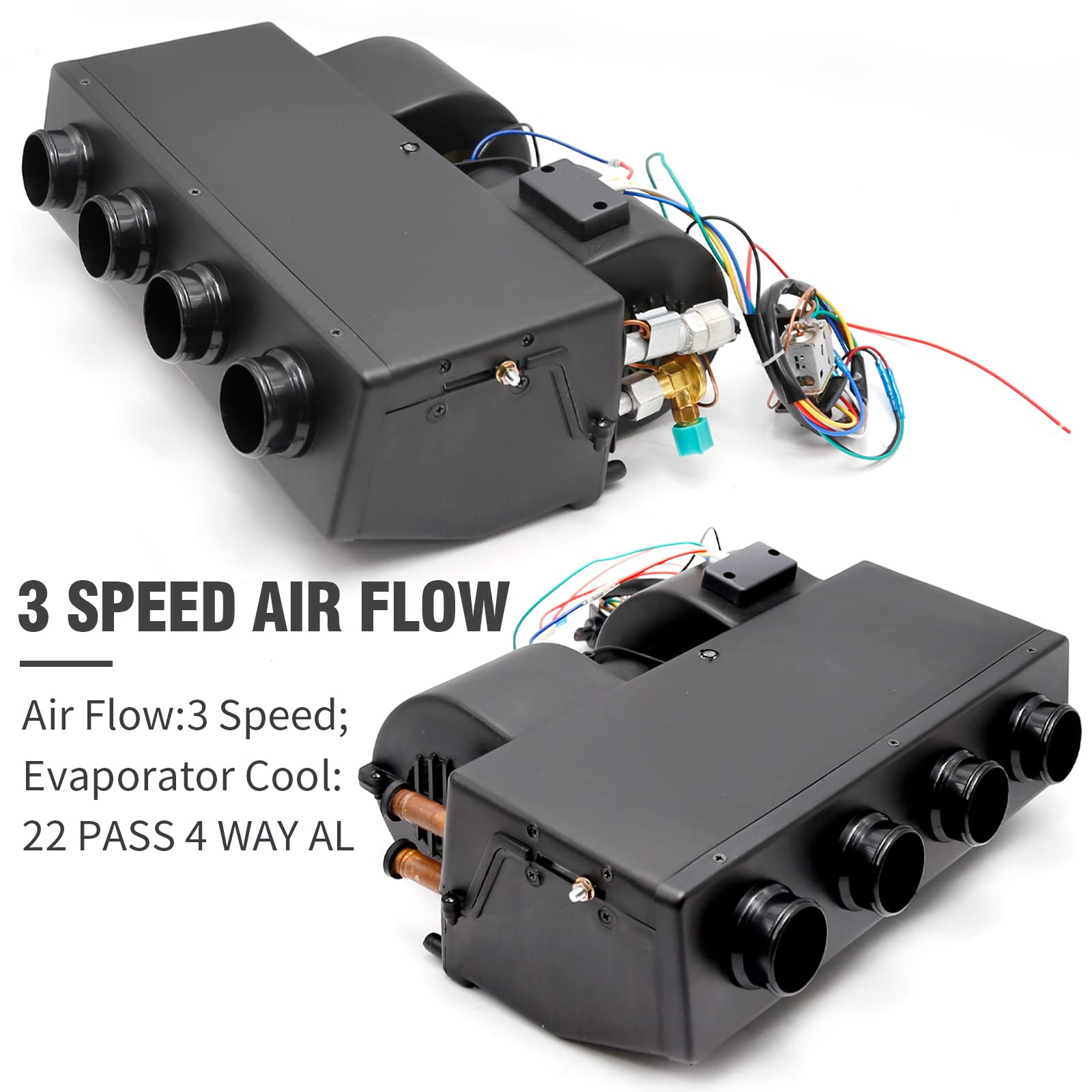 12V Car Truck A/C Evaporator Assembly - Under Dash Heating & Cooling Unit with 4 Vents | Perfect for Vehicle Climate Control & Summer Road Trips