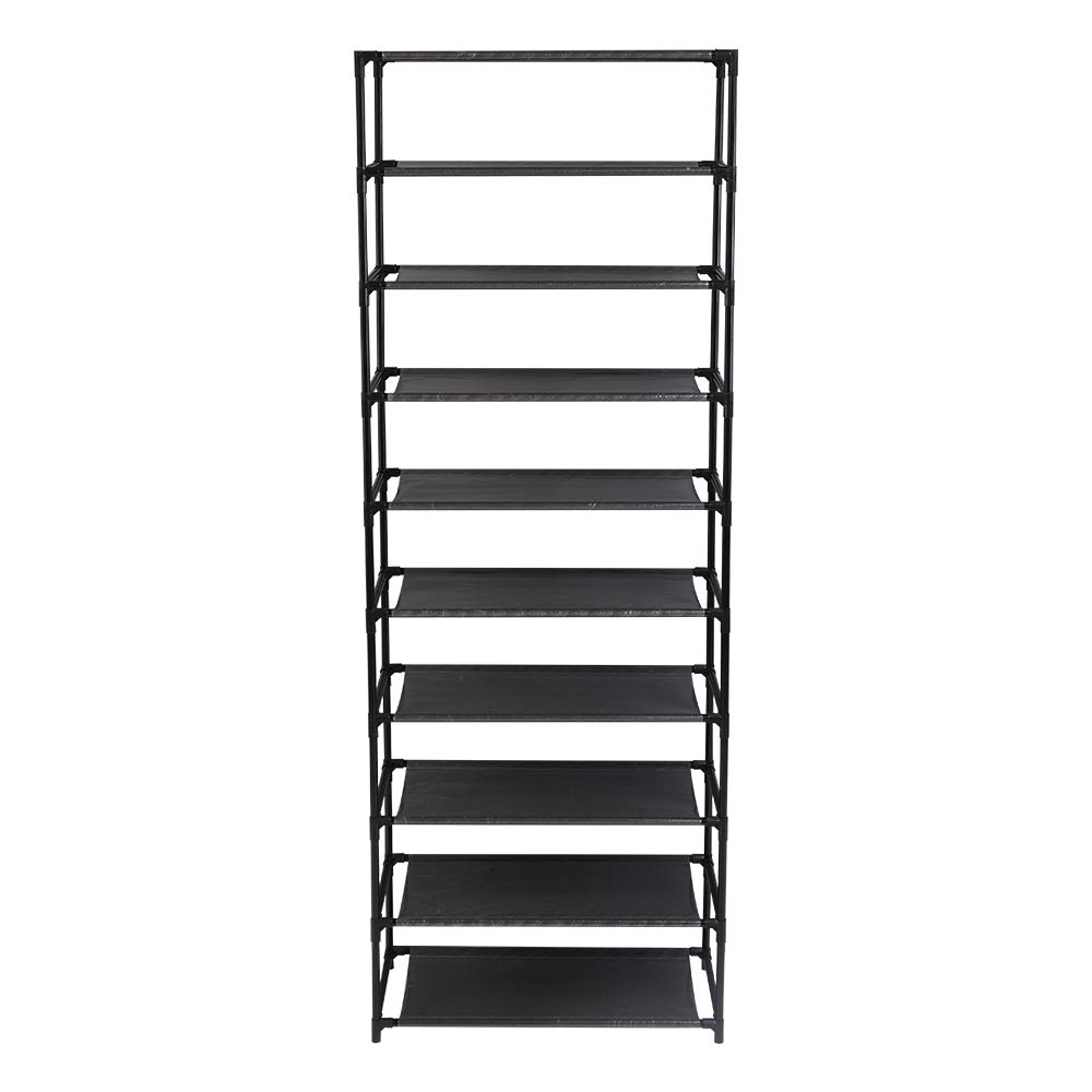 10-Tier Shoe Rack Organizer - Non-Woven Fabric Shoe Storage Cabinet with Metal Frame - Space Saving Shoe Tower for Closet, Entryway & Bedroom Organization