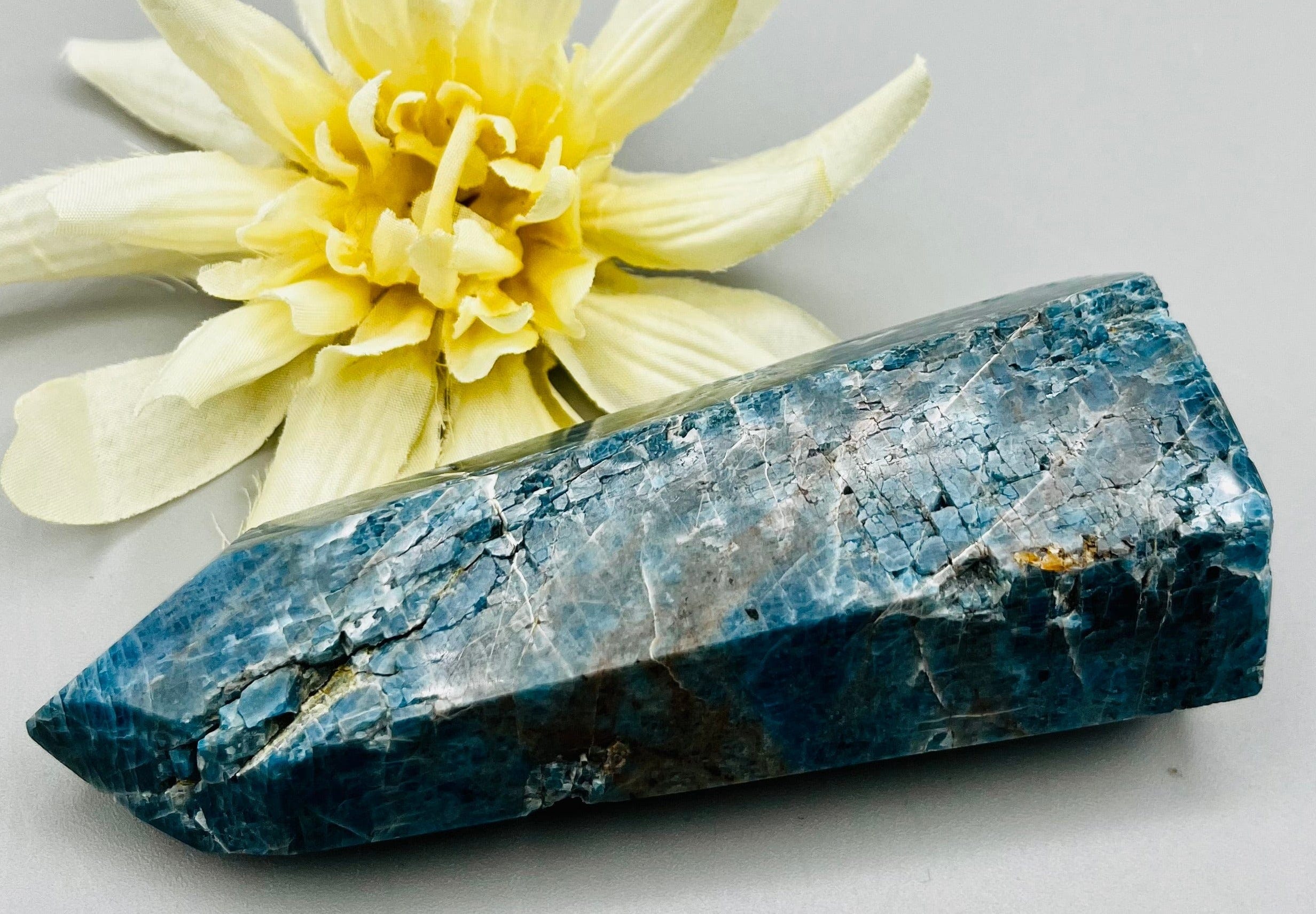 Blue Apatite Crystal Tower - Natural Healing Stone for Meditation, Chakra Balancing & Home Decor | Perfect for Spiritual Healing, Energy Work & Office Desk Display