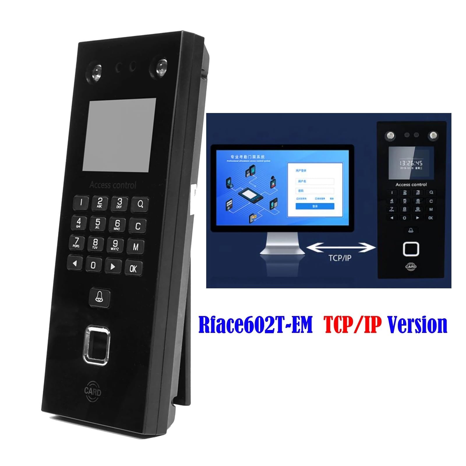 2.4 Inch USB Face Recognition Door Access Control System - Fingerprint, Face ID & RFID Keypad Reader for Time Attendance (Color: Rface602EM-TCP IP) - Ideal for Offices, Schools & Smart Home Security