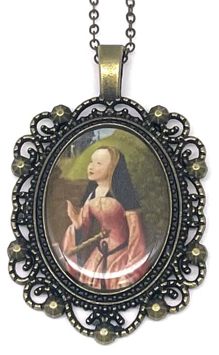 Saint Dymphna Bronze Necklace - Religious Jewelry for Women, Catholic Gifts for Protection & Healing - Perfect for Prayer, Church Wear & Spiritual Comfort