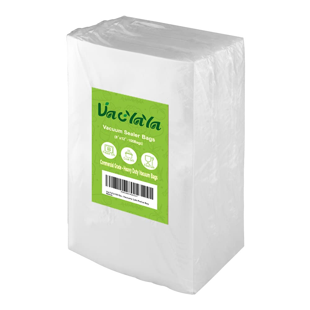 VacYaYa 100 Quart (8 x 12 Inch) BPA-Free Heavy Duty Vacuum Sealer Bags for Freezer, Sous Vide & Food Storage - Pre-Cut, Durable Meal Prep Bags for Long-Term Preservation & Freshness
