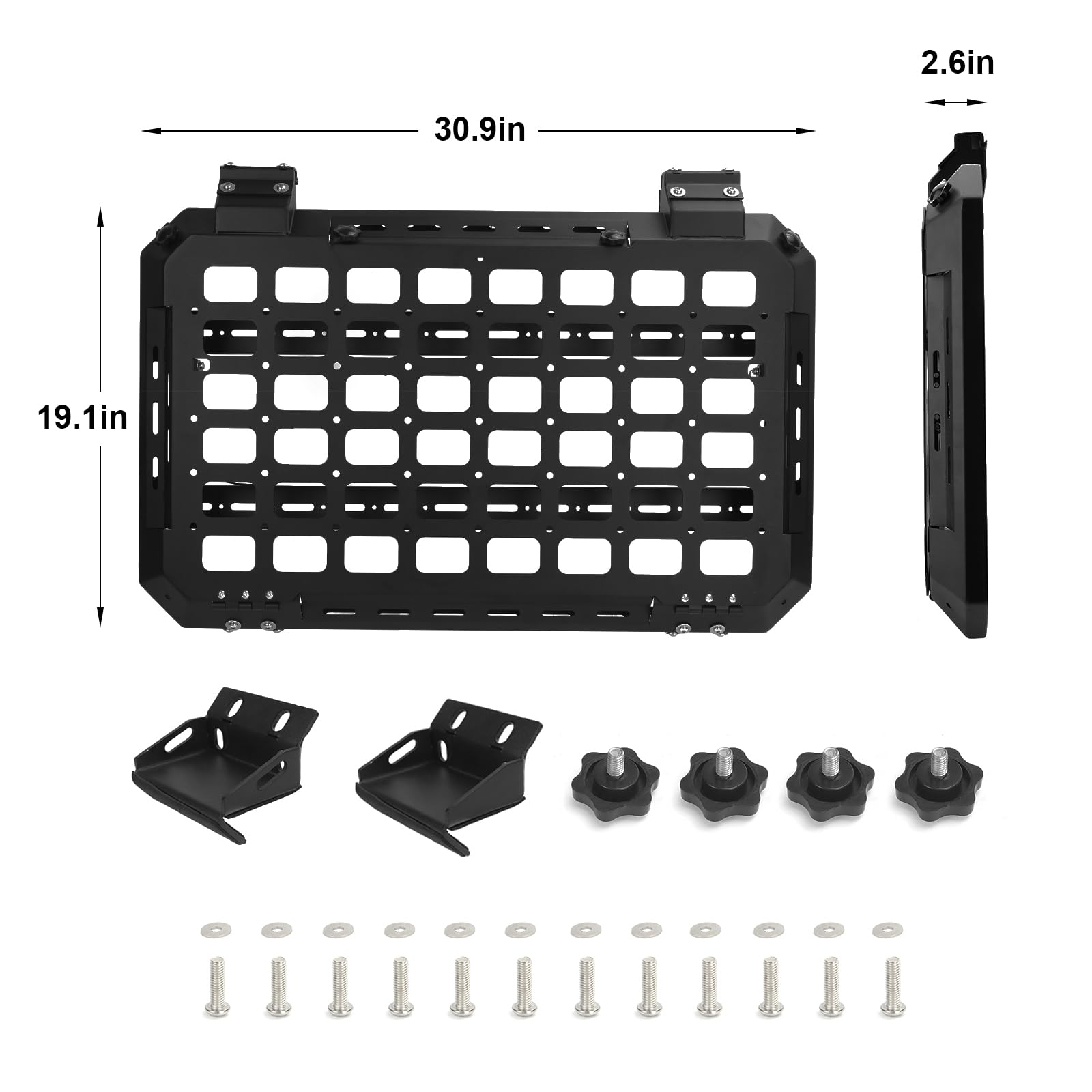 2018-2024 Jeep Wrangler JL/JLU Rear Window Storage Panel Kit - Multifunctional Openable Tactical Modular Platform with MOLLE System for Tools & Accessories (Left/Right Side Installation) - Perfect for Off-Road Adventures & Camping Gear Organization