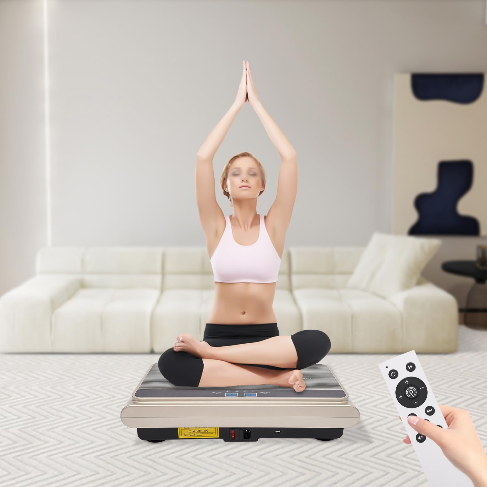 5-Speed Vibration Plate Exercise Machine with Resistance Bands - Full Body Workout Platform for Muscle Toning, Weight Loss & Relaxation | Home Gym Equipment for Fitness & Recovery (Silver)