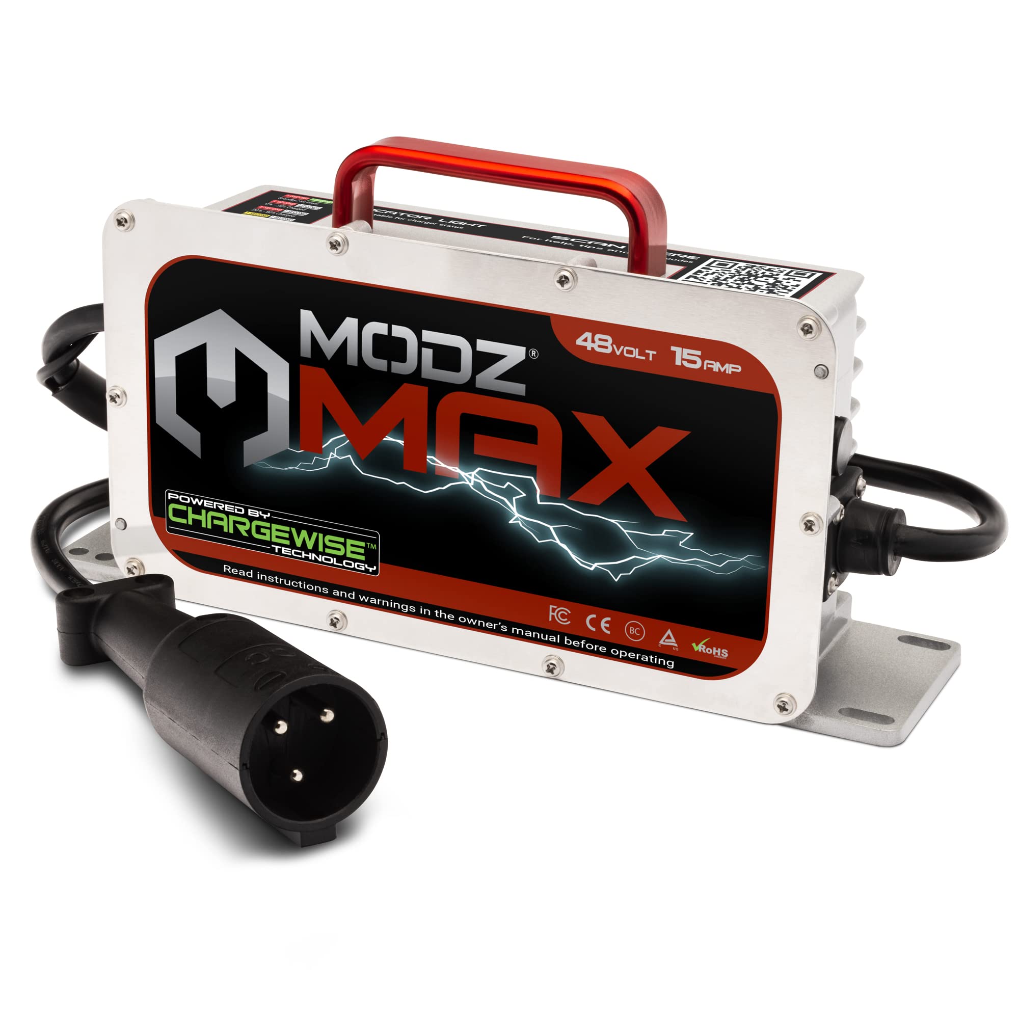 MODZ Max48 15 AMP 48 Volt Golf Cart Battery Charger - Fast Charging for Club Car Precedent & DS Models | Perfect for Golf Courses, Resorts & Home Use