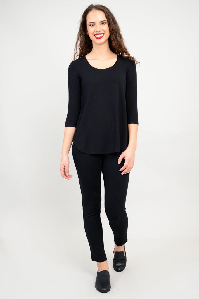 Jazz 3/4 Sleeve Top for Women - Soft Bamboo Fabric Black Shirt - Perfect for Dance, Yoga & Casual Wear