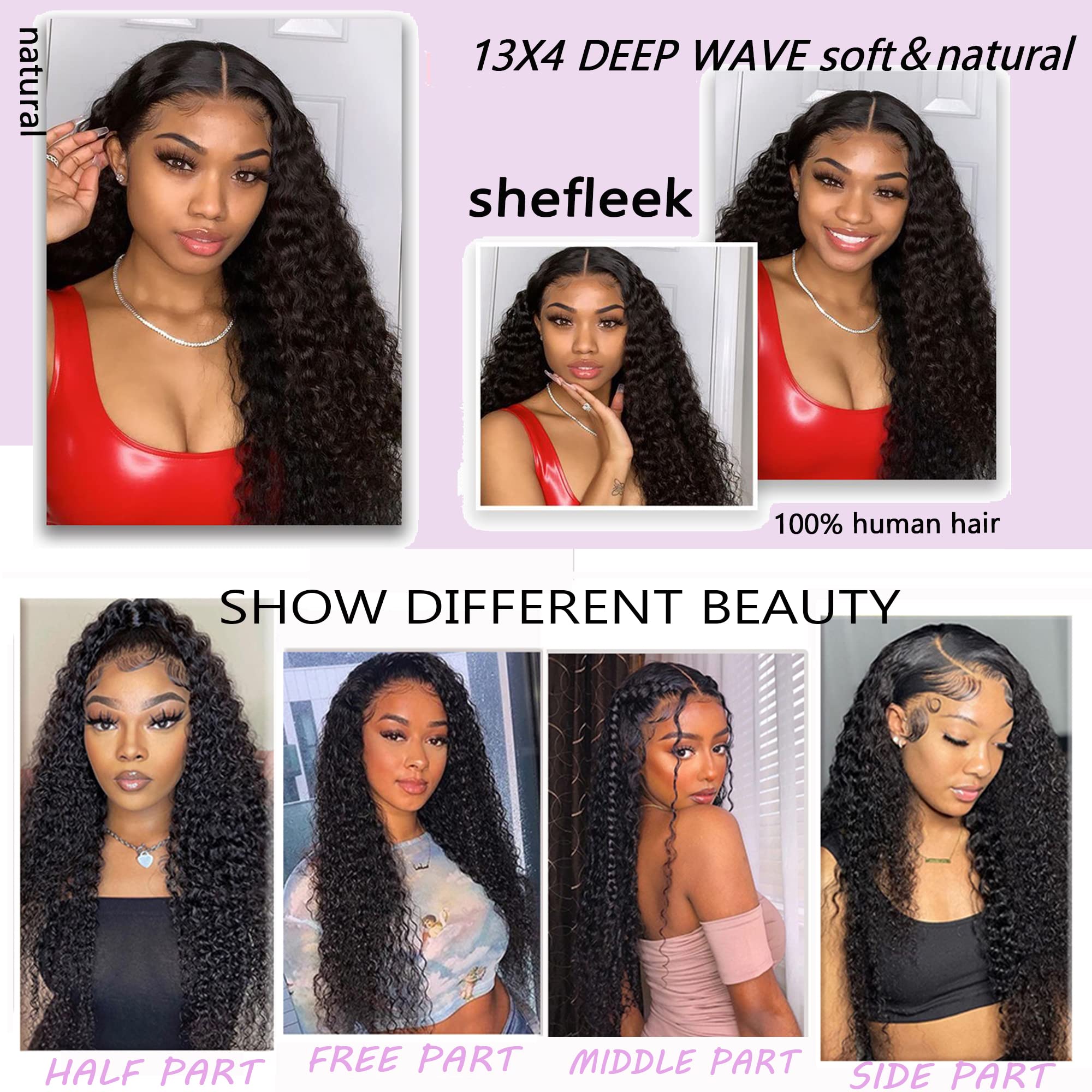 13x4 HD Transparent Lace Front Wig | Brazilian Virgin Human Hair | Water Wave Lace Front Wigs with Baby Hair | Pre-Plucked | 180% Density | 30 Inch Black Curly Wigs for Black Women | Perfect for Daily Wear, Parties & Special Occasions