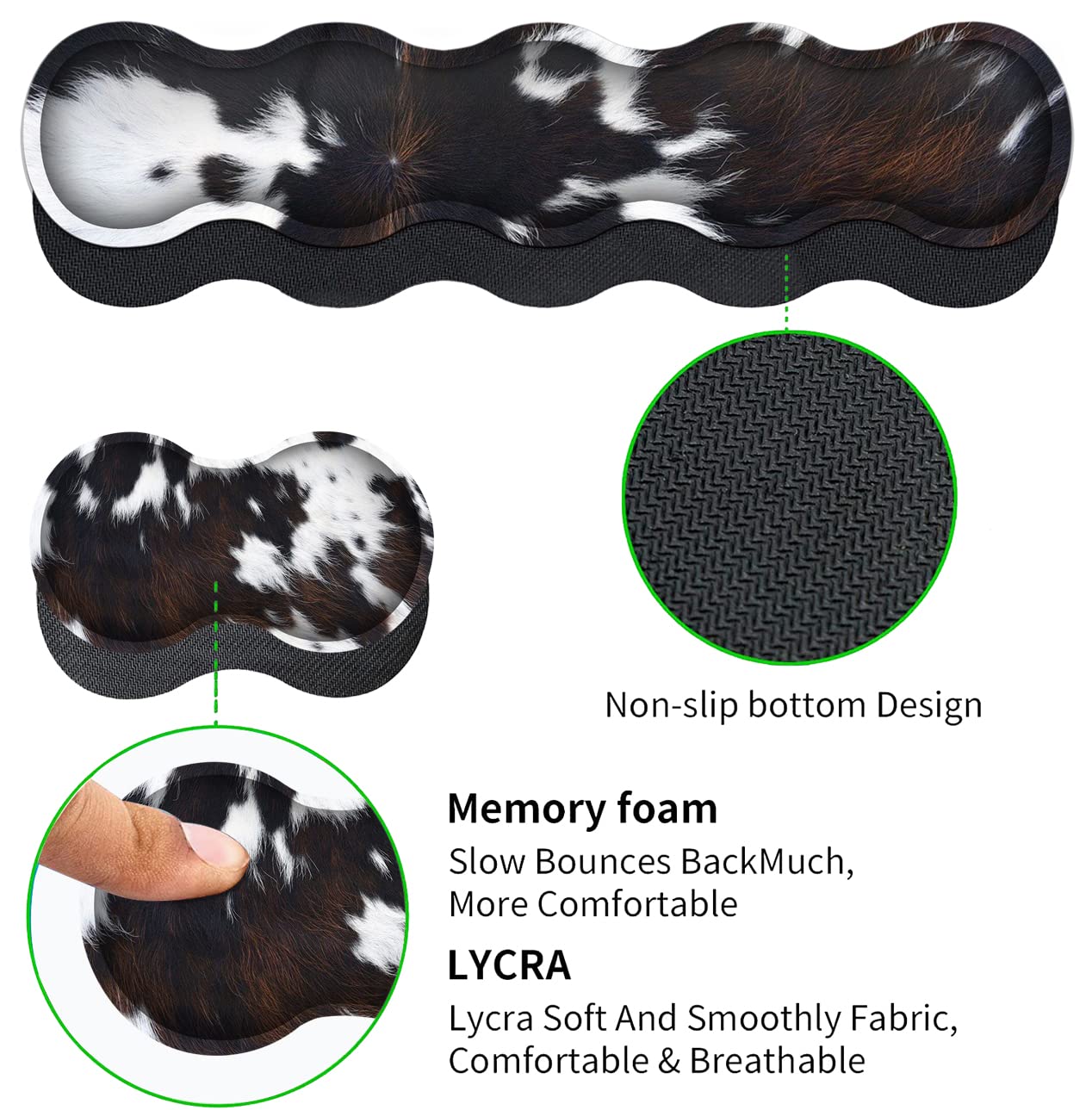 XXL Gaming Mouse Pad with Memory Foam Wrist Rest - 31.5x11.8 Inch Large Desk Mat, Ergonomic Cowhide Surface & Stitched Edges - Perfect for PC Gaming, Office Work & Home Computer Setup