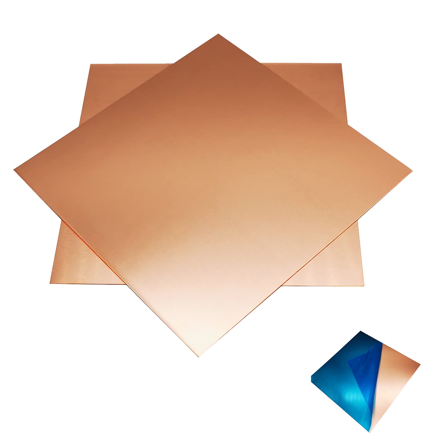Premium Pure Copper Sheets - 2 Pack, 6x6 Inch, 24 Gauge (0.02