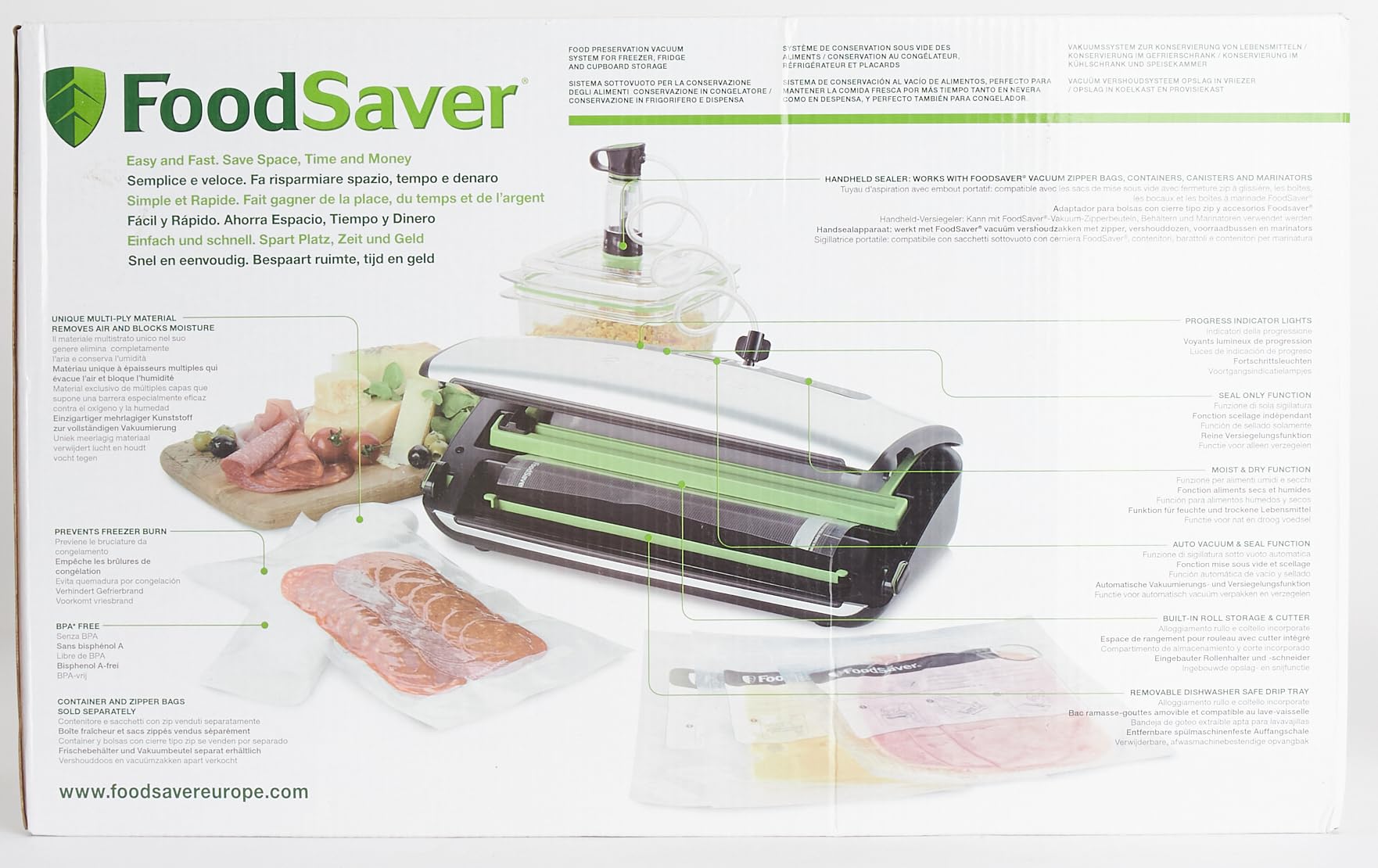 FoodSaver FFS016X Vacuum Sealer Machine for Dry and Wet Food - Built-in Cutter, Roll Holder, Automatic Sealing with Suction Function - Includes Tube Adapter & Accessories - Perfect for Meal Prep, Sous Vide, and Food Storage (Silver)