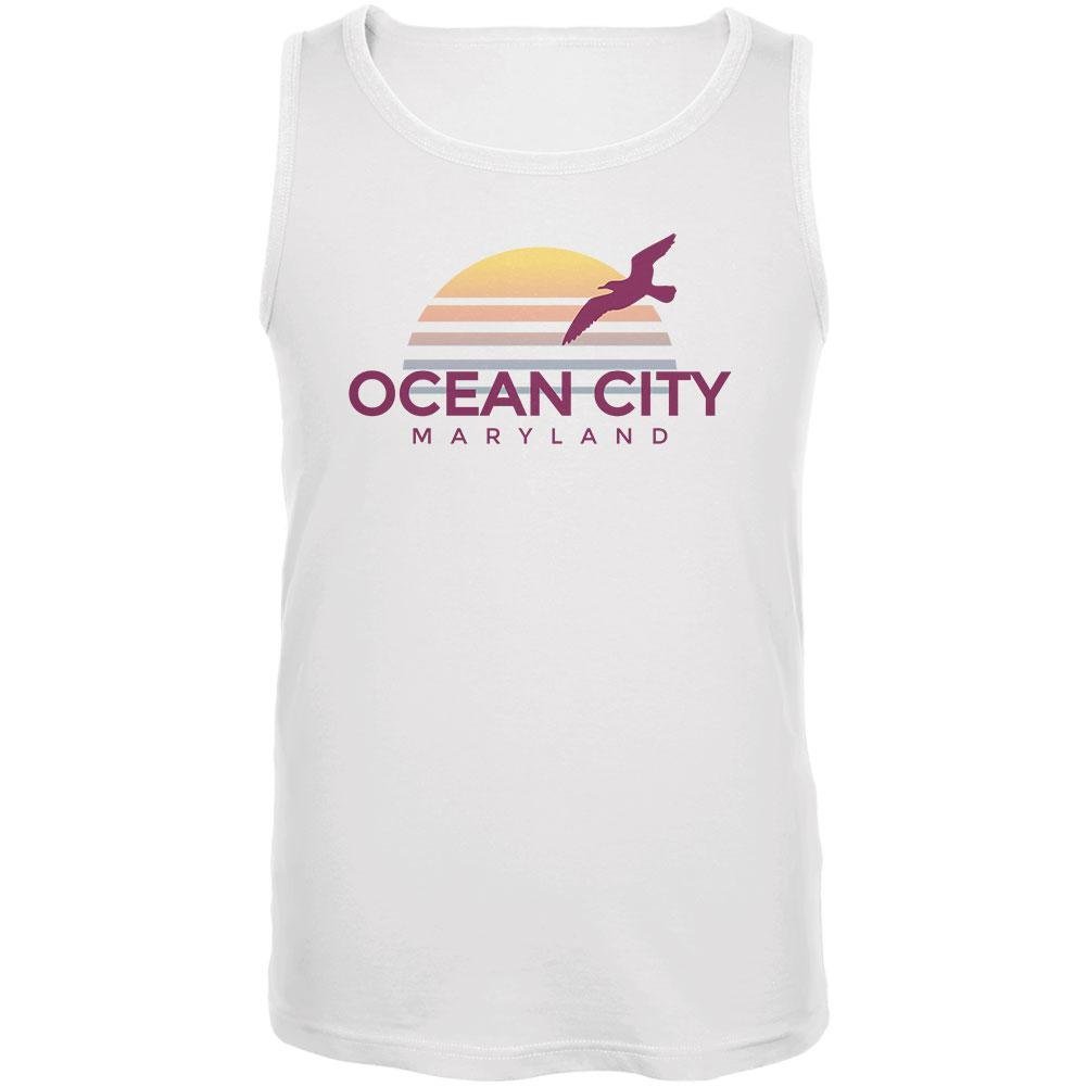 Men's White Beach Tank Top - Ocean City Maryland Graphic Tee - Perfect for Summer Vacations, Beach Trips & Casual Outings
