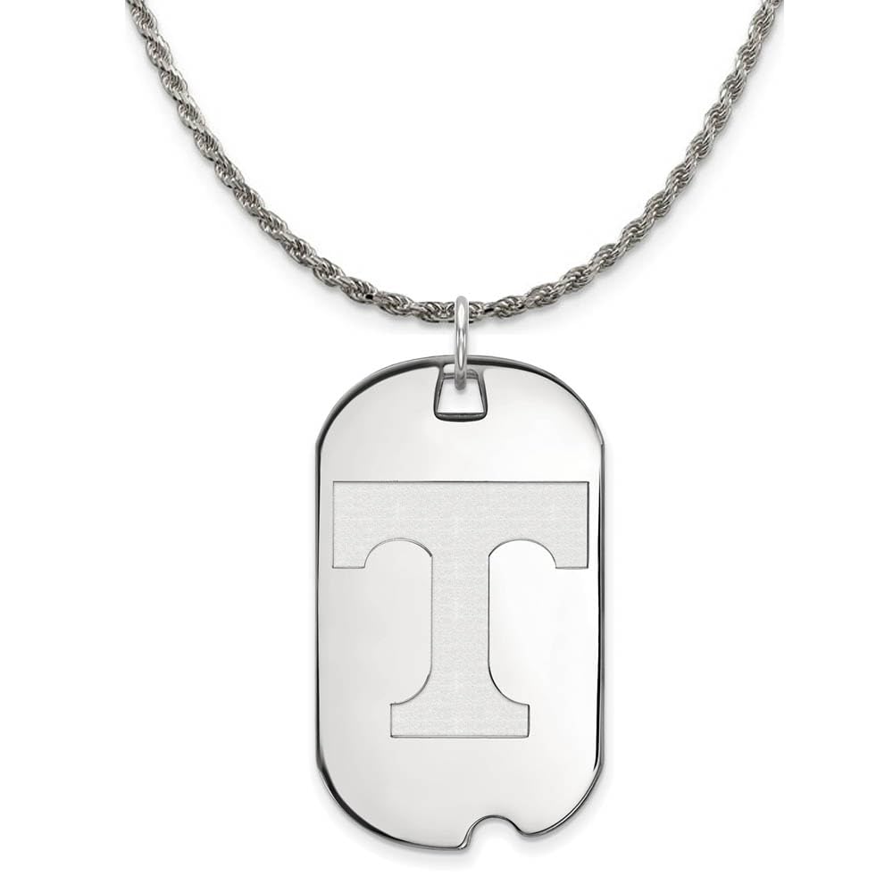 Black Bow Silver University of Tennessee Large Dog Tag Pendant Necklace - Perfect for College Fans, Game Day & School Spirit Jewelry Gifts