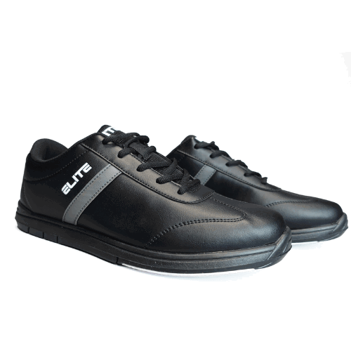 ELITE Men's Black & Grey Athletic Bowling Shoes - Universal Sliding Soles for Right/Left Handed Bowlers - Comfortable & Durable for League Play & Casual Bowling