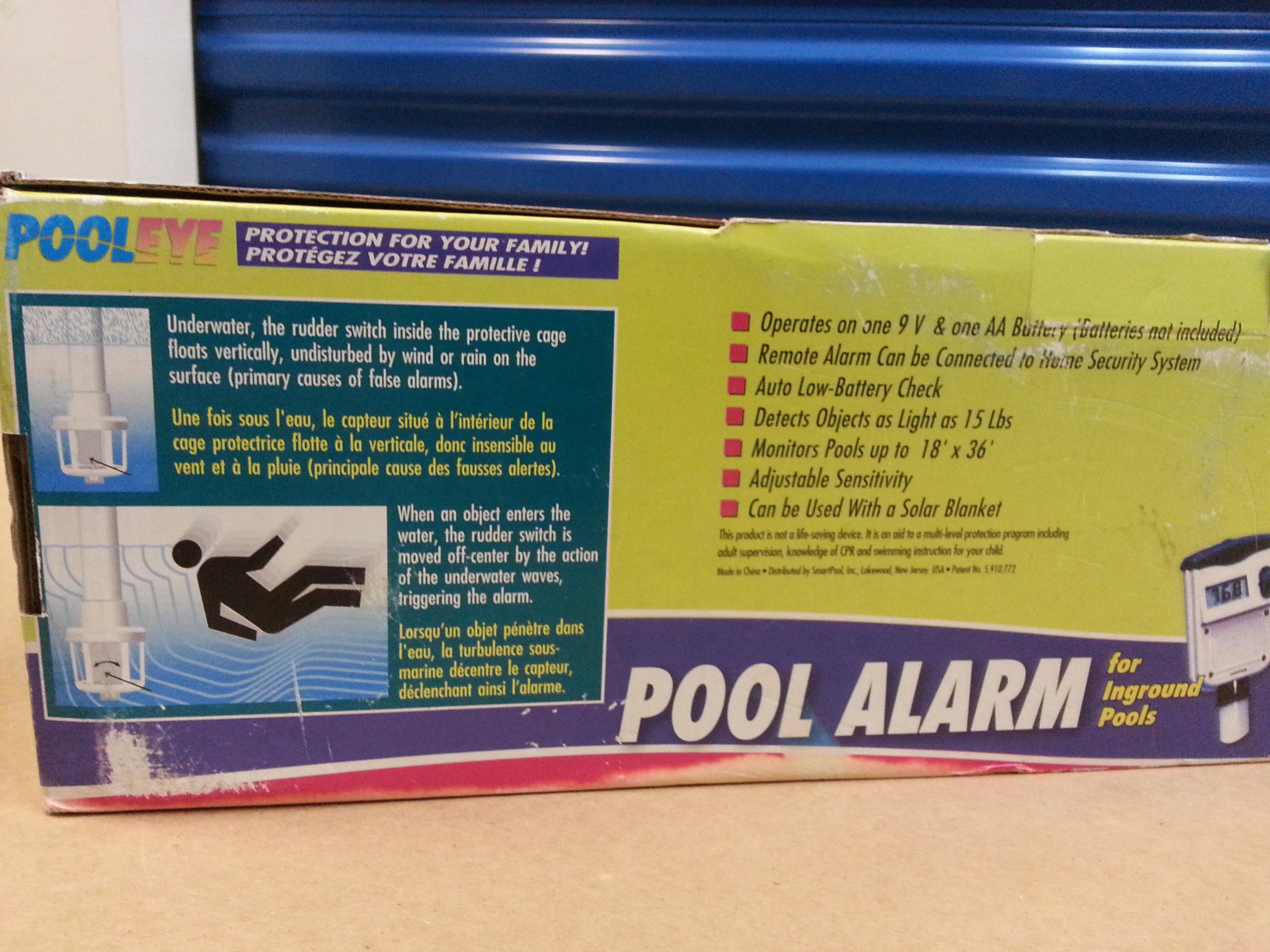 WWPE21 PoolEye Above Ground Pool Alarm with Water & Air Temperature Sensor - Ideal for Child Safety, Home Security, and Swimming Pool Monitoring