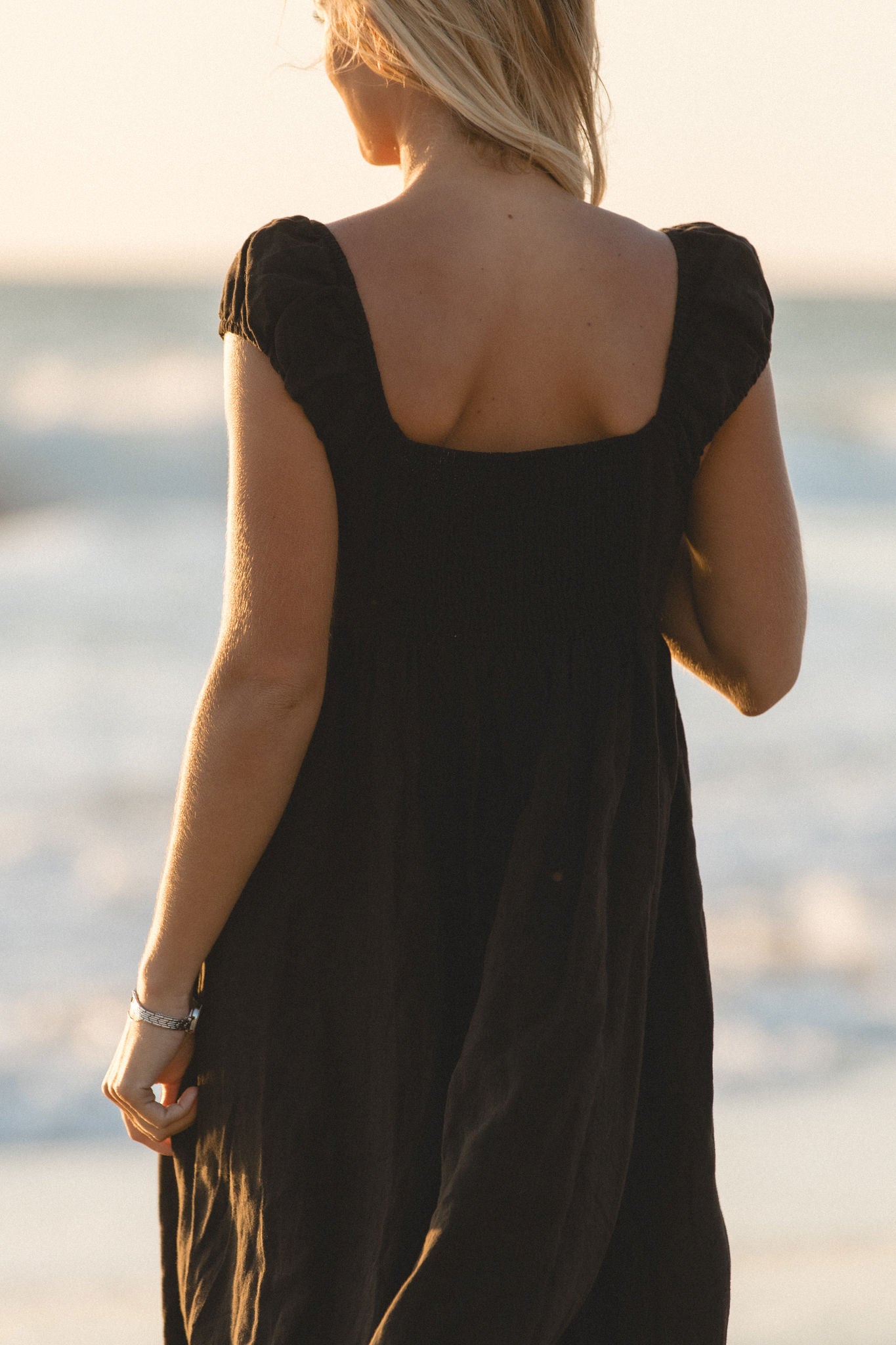 Florence Linen Black Maxi Dress for Women - Soft Breathable Summer Long Dress - Perfect for Beach, Vacation & Casual Wear