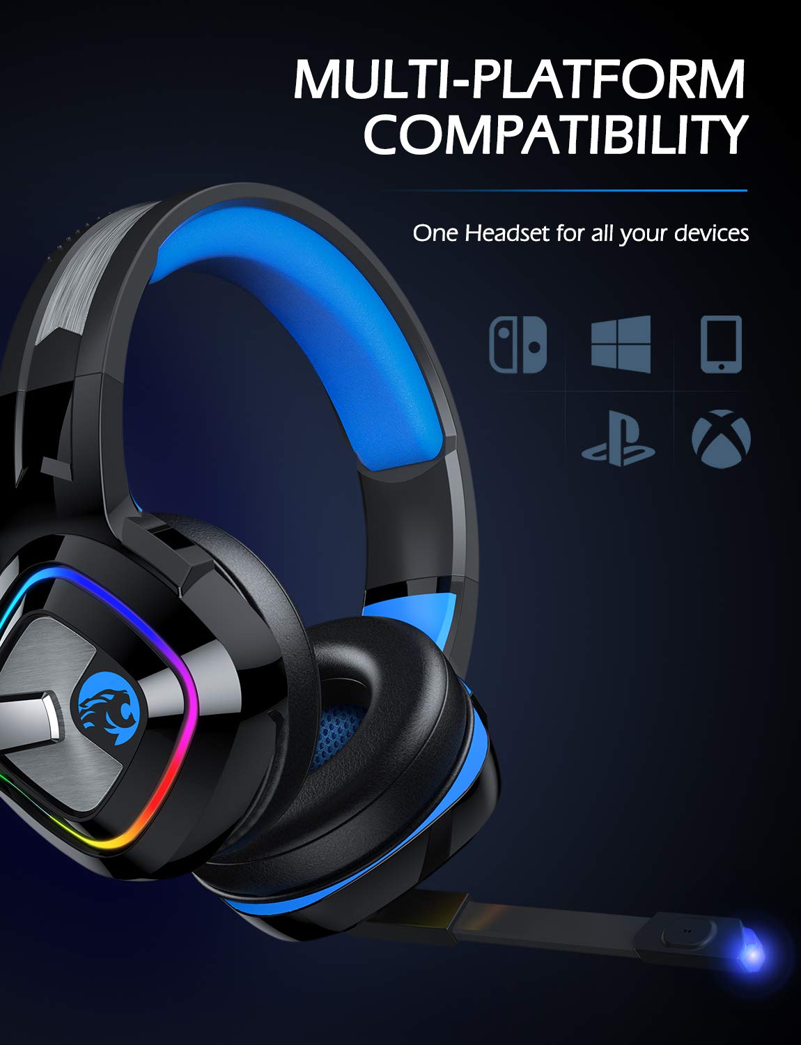 ZIUMIER Gaming Headset with Noise Canceling Mic - Stereo Surround Sound Wired Headphones for PC, PS4, PS5, Xbox One, Xbox Series X/S & Nintendo Switch - Perfect for Competitive Gaming & Online Chat