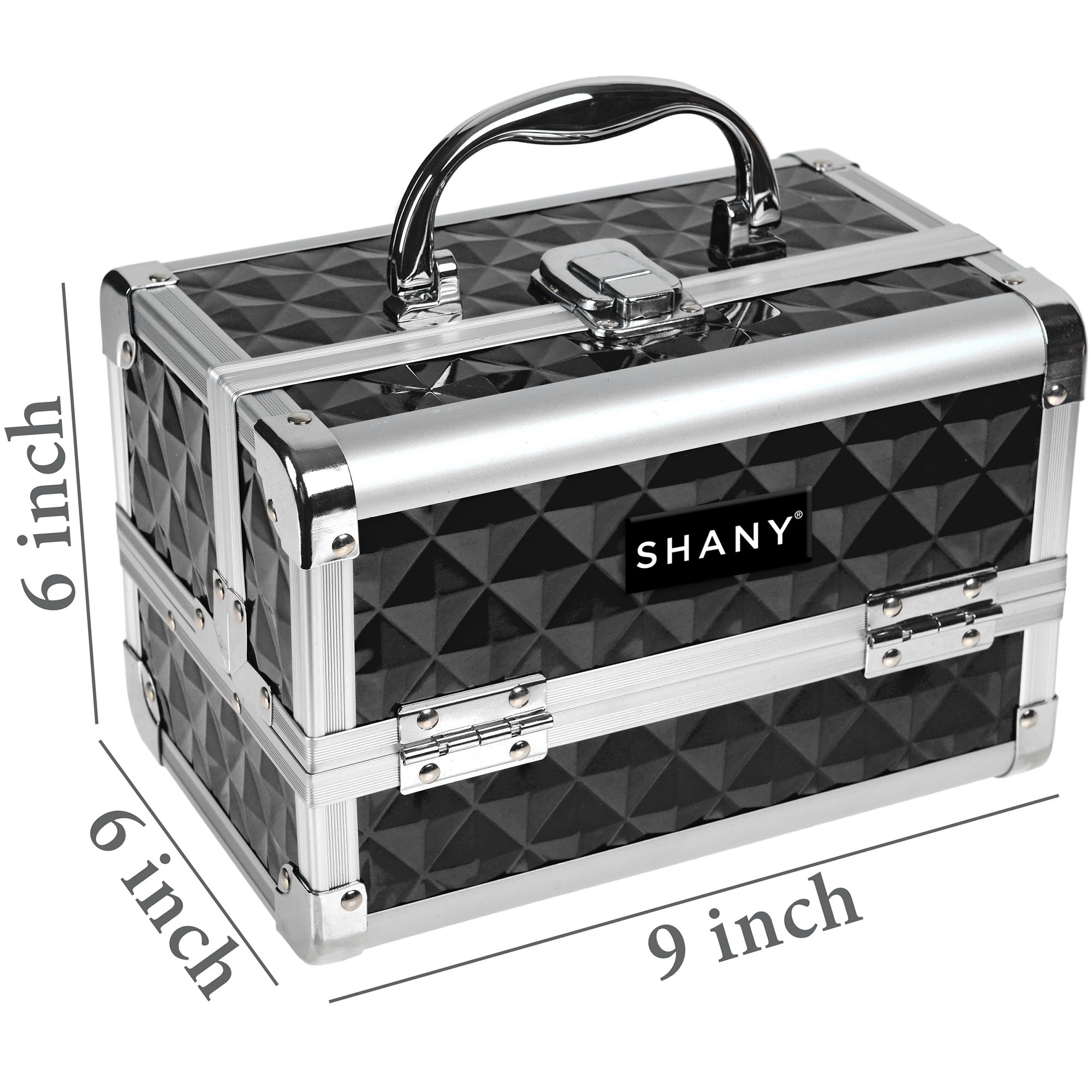 SHANY Portable Makeup Train Case with Mirror & Locks - Beauty Organizer for Travel & Storage