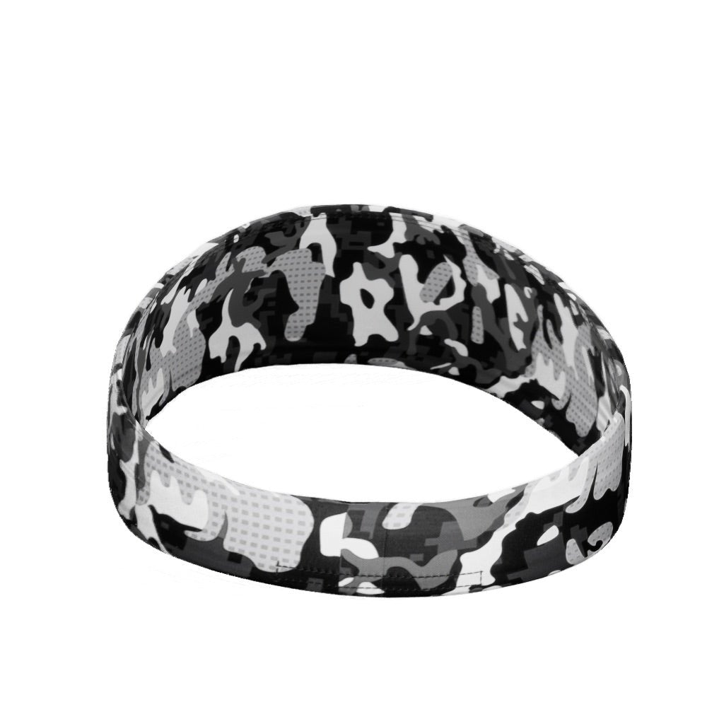 White Camo Headband for Men & Women - Adjustable Sweatband for Running, Workout, Sports & Outdoor Activities