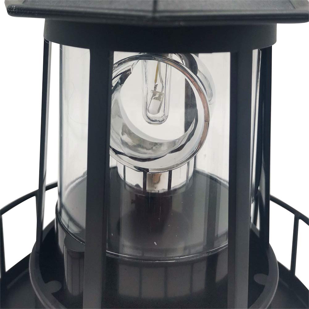 Solar Powered Lighthouse Light - 360° Rotating IP65 Waterproof Outdoor Garden Decor for Lawn, Patio, Pond & Yard | Landscape Beacon with Smoke Effect | Perfect for Backyard, Pathway & Nighttime Ambience