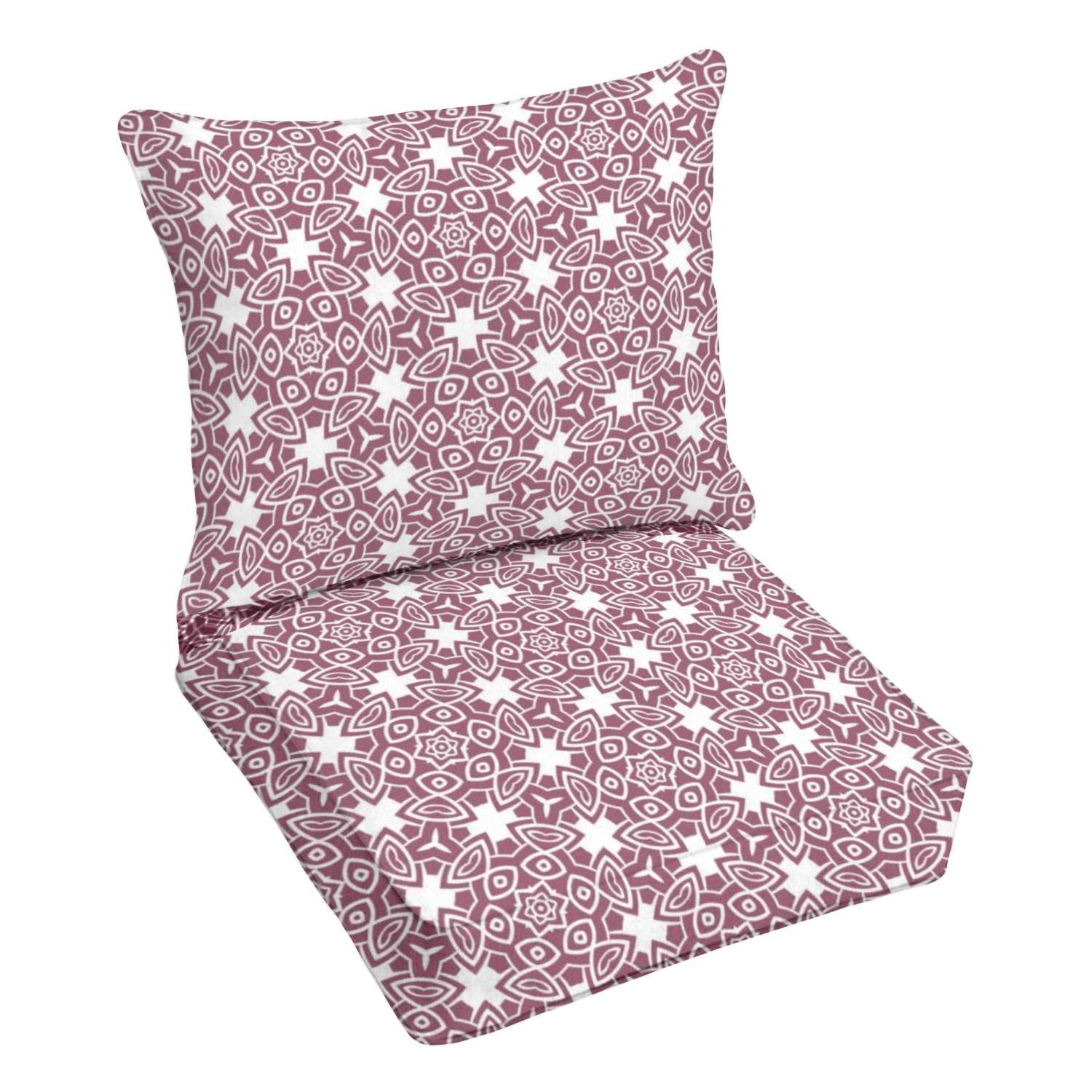 Premium Outdoor Deep Seating Cushion Set - Geometric Infinity Pattern Patio Furniture Replacement Cushions for Lounge Chairs - Waterproof & Comfortable Backyard Conversation Seating - Perfect for Poolside, Deck, and Garden Relaxation
